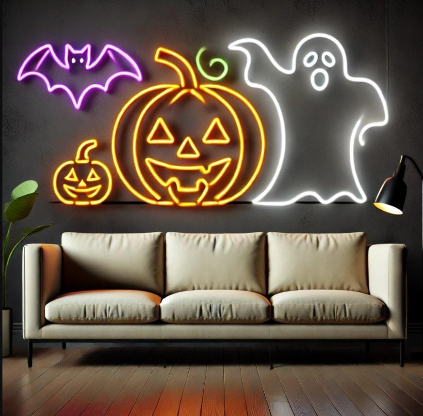Pumpkin Neon Sign, Halloween Party Lighting, Spooky Neon Sign, Neon Pumpkin Light, Glowing Pumpkin Sign, Pumpkin Patch Neon Light