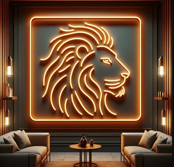 Lion Neon Sign, Lion Head Neon Sign, Wild Animal Neon Sign, Neon Sign Lion Head Design, Lion Head Decor