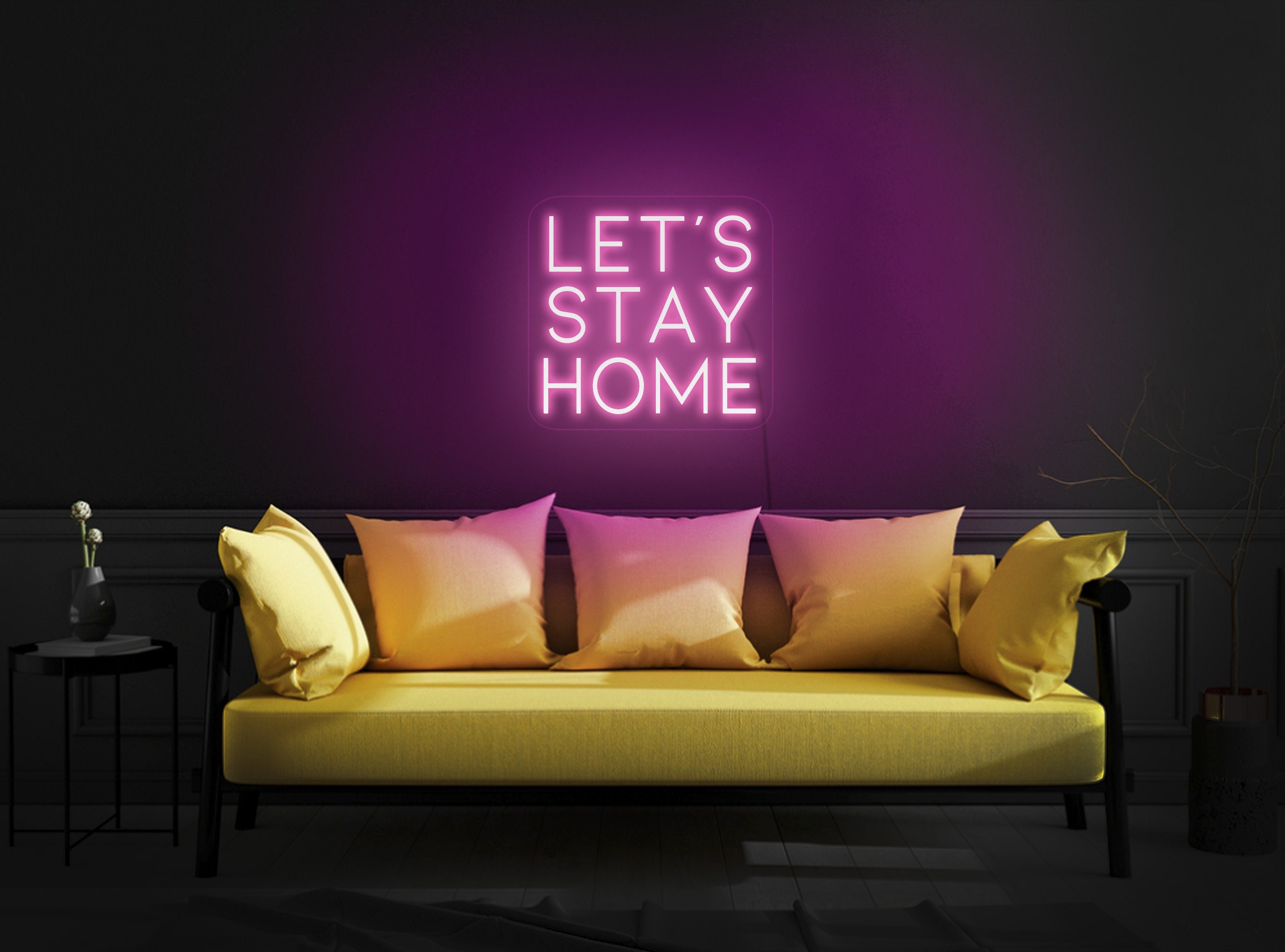 Lets Stay Home Neon Sign, Lets Stay Home Led Sign, Lets Stay Home Neon Light, Neon Light Sign For Wall, Quote Neon Sign, Led Signs For Wall