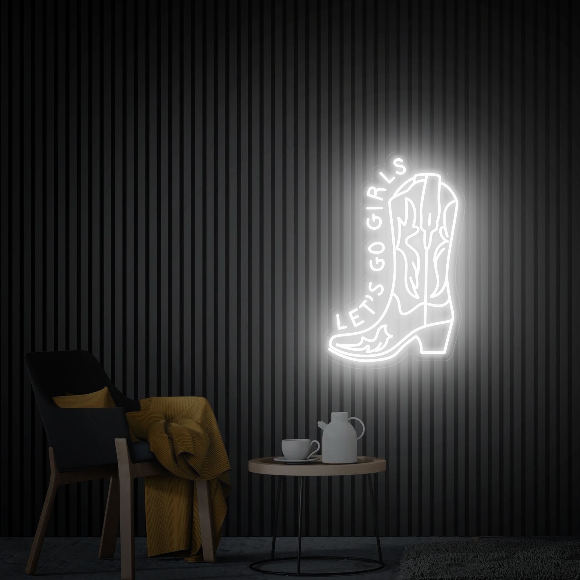 Cowboy Boot Neon Sign, Let's Go Girls Cowboy Shoe Led Sign, Western Neon Light, Custom Bar Neon Sign, Custom Wall Cowboy Decor Led Light
