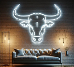 Bull Neon Head Sign, Longhorn Bull Neon Sign, Cow Head Neon Sign