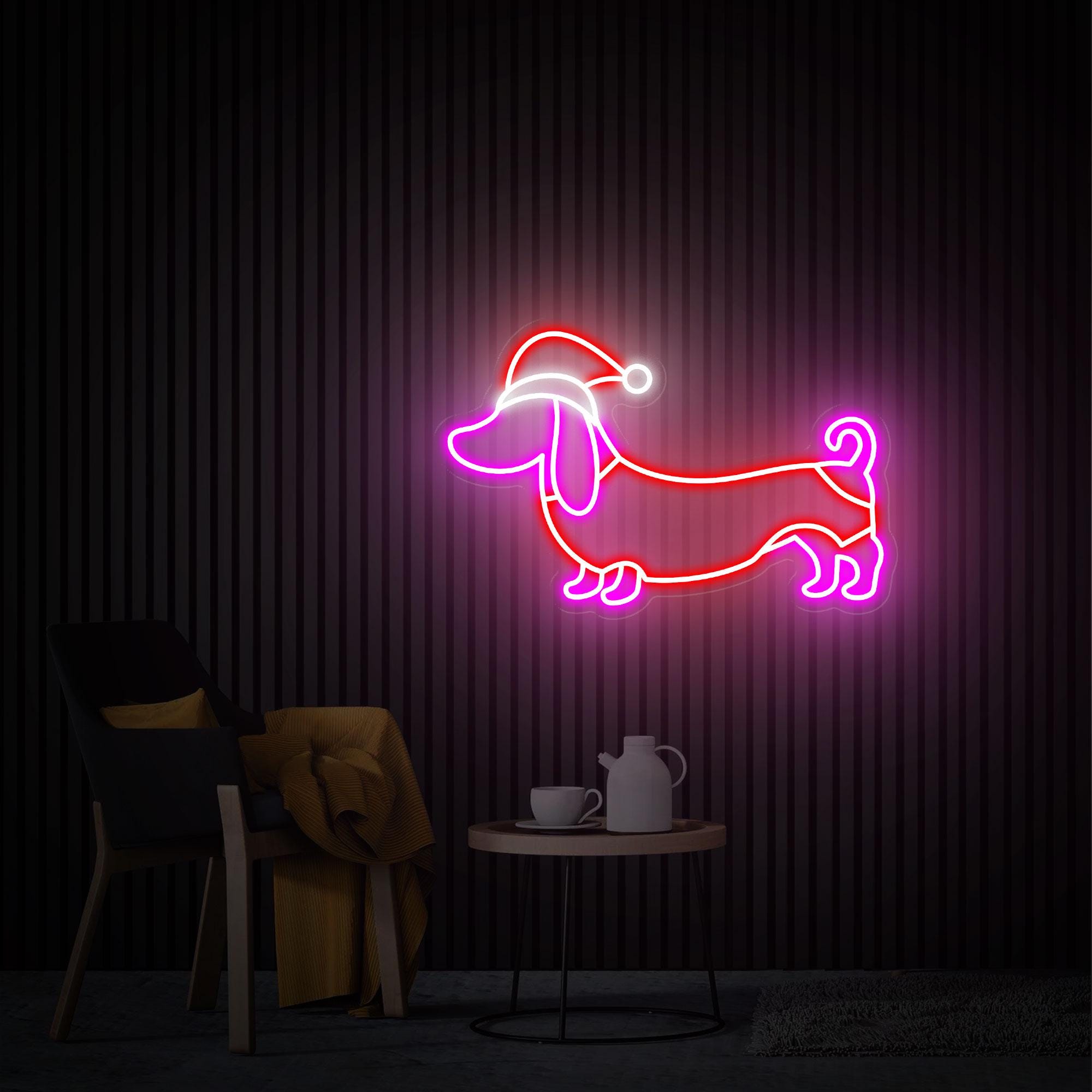Christmas Dachshund Neon Sign, Christmas Dog, Dachshund Gift, Custom Dog Neon Sign, Merry Xmas Holiday Decor, Merry Christmas Party Wall Art