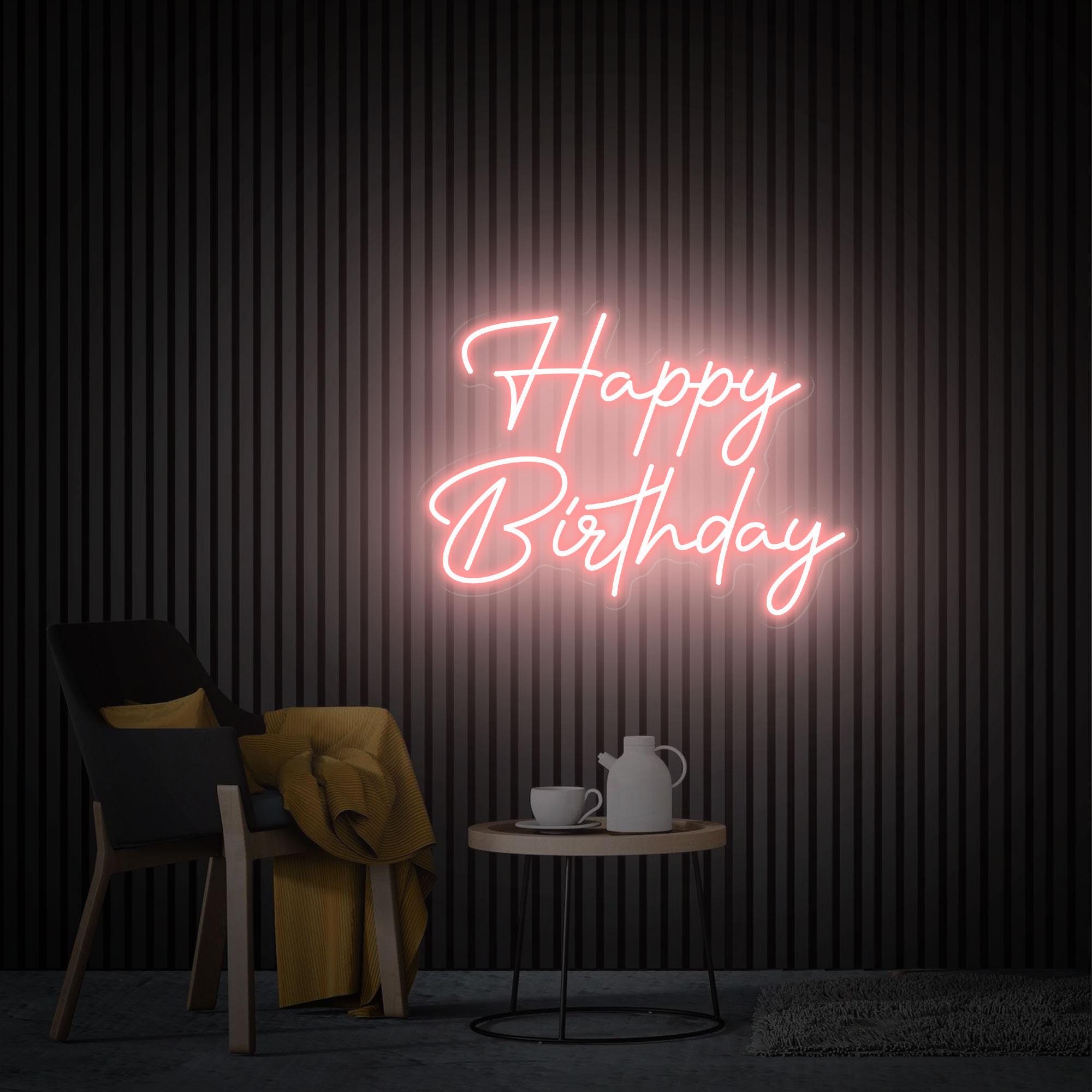 Happy Birthday Neon Sign, Custom Neon Sign, Birthday Party Decor Birthday Backdrop, Birthday Present, Neon Sign Wall Decor Personalized Gift