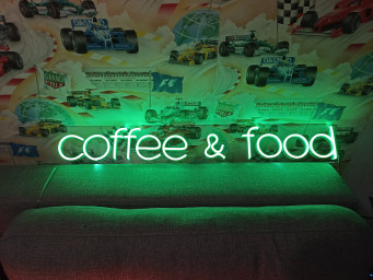 Neon Sign Coffee And Food, Coffee Neon Sign, Street Food Neon Sign, Food Neon, Neon Sign Kitchen, Restaurant Neon, Neon Sign For A Snack Bar