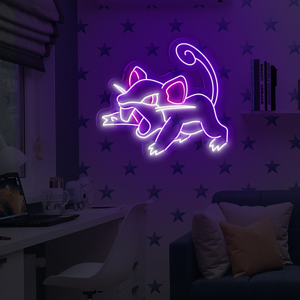 Rattata Neon Signs Pokemon Wall Art