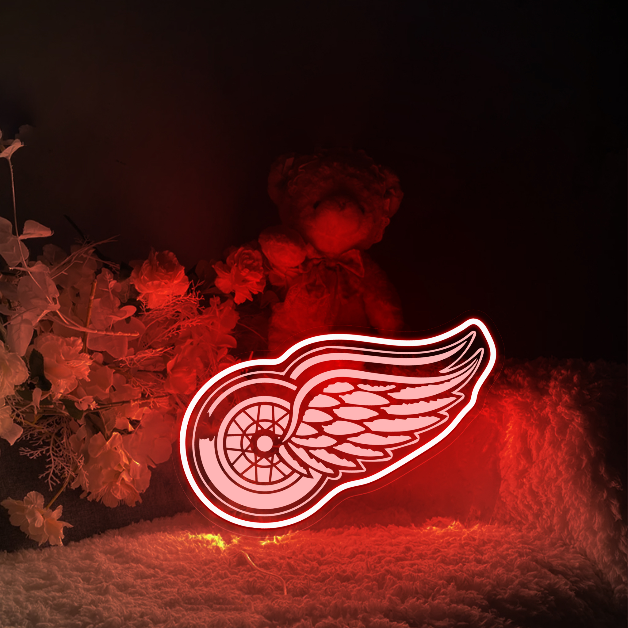 Detroit Red Wings Ice Hockey Laser Sign Wall Decor