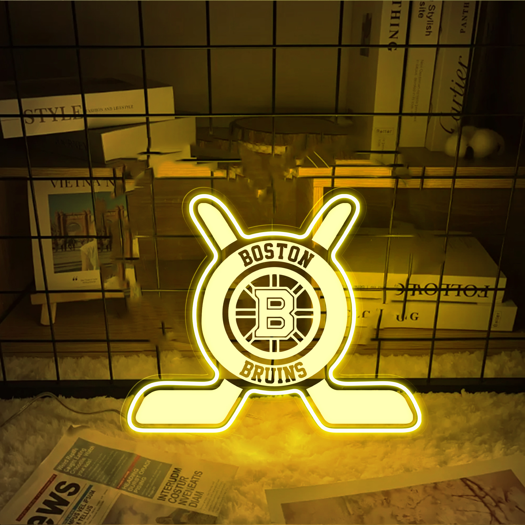 Boston Bruins Ice Hockey Laser Sign