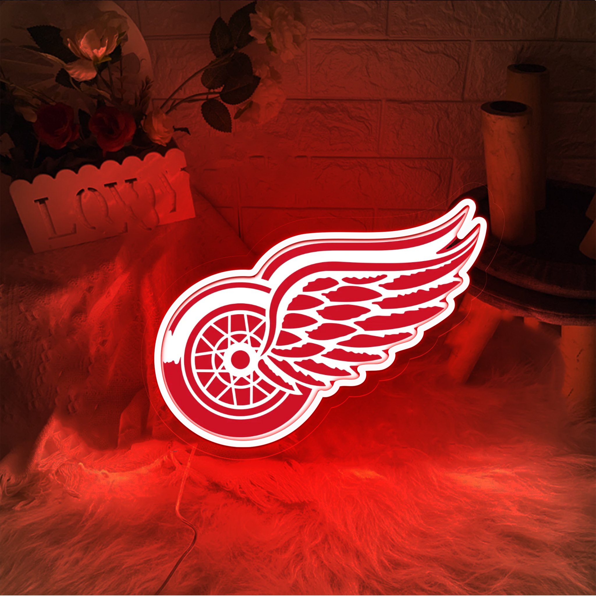Detroit Red Wings Ice Hockey UV Sign Wall Decor