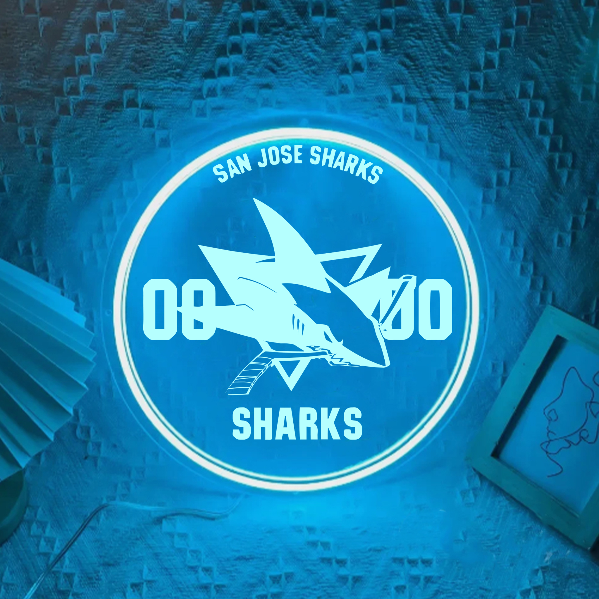 San Jose Sharks Ice Hockey Laser Sign Wall Decor