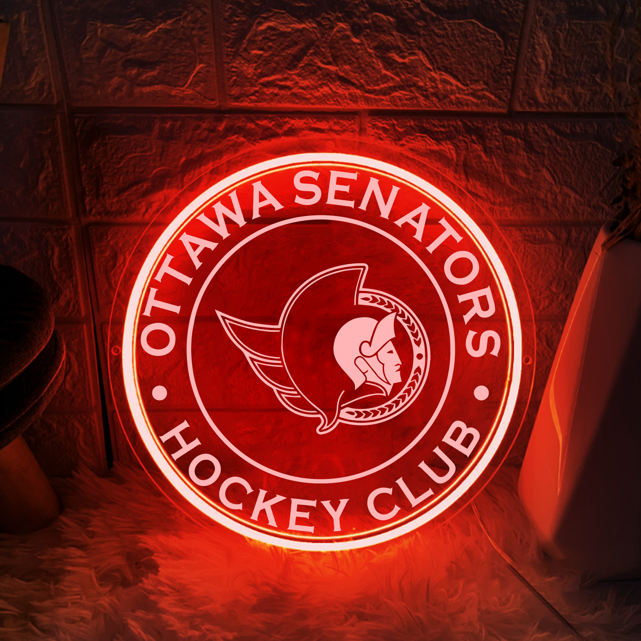 Ice Hockey Ottawa Senators Laser Sign Wall Decor