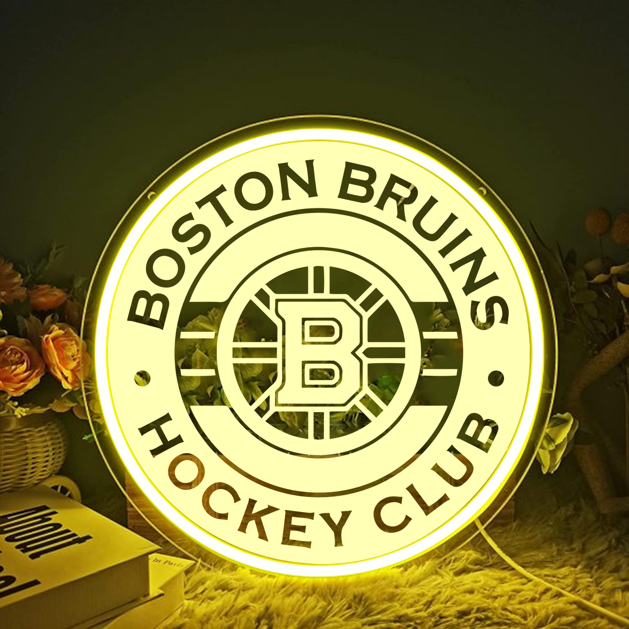 Ice Hockey Boston Bruins Laser Signs Wall Decor
