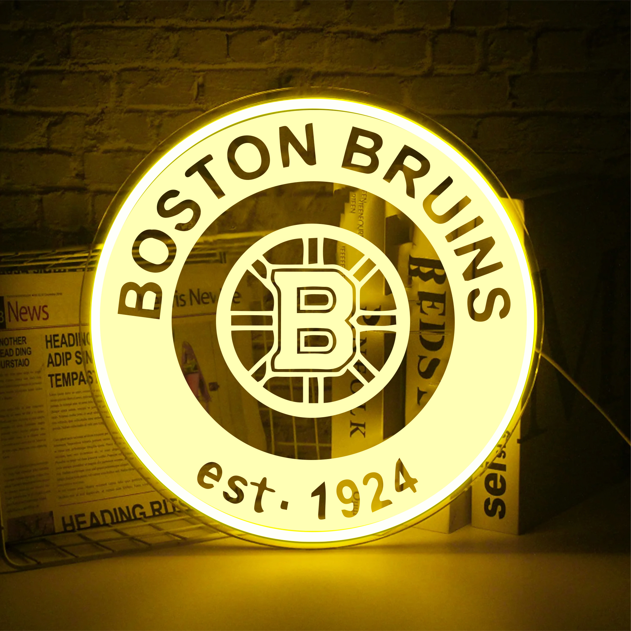 Ice Hockey Boston Bruins Laser Sign Wall Decor
