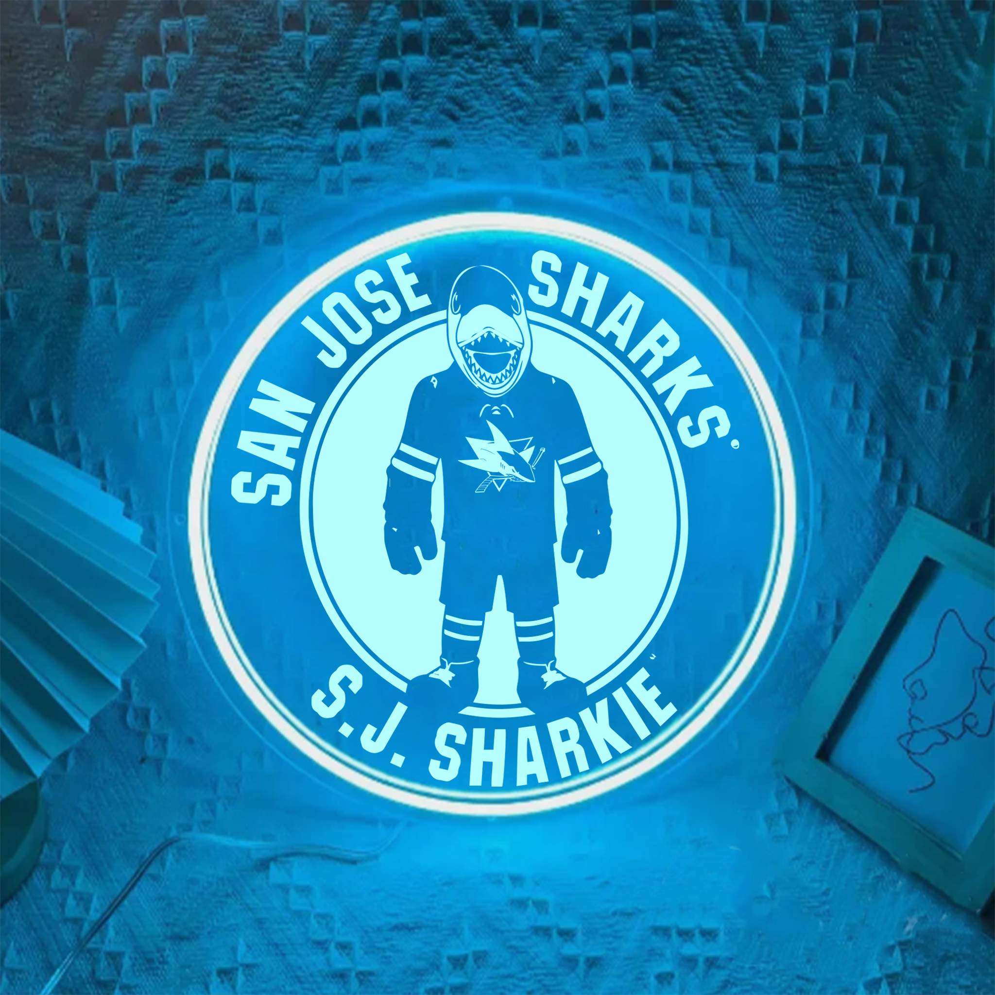 San Jose Sharks Ice Hockey Laser Signs Wall Decor