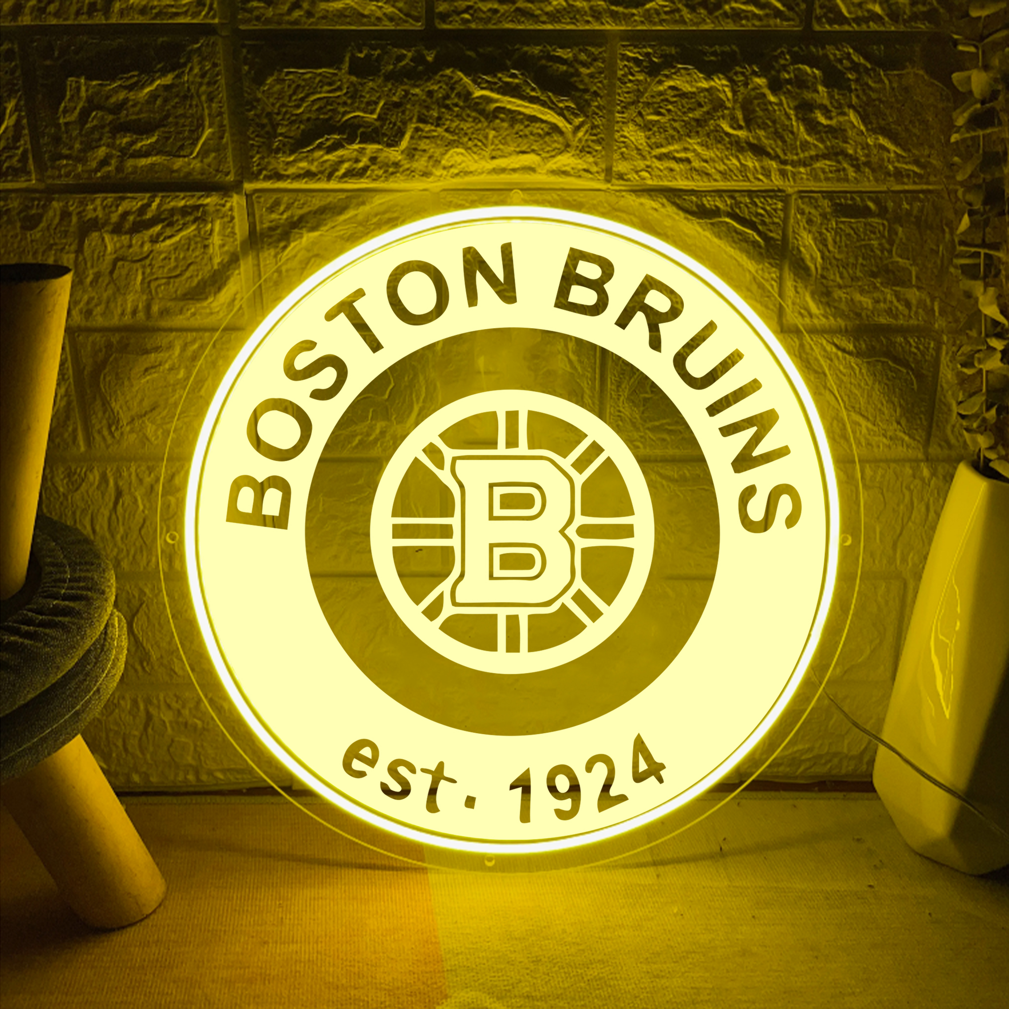 Ice Hockey Boston Bruins Laser Sign Wall Decor