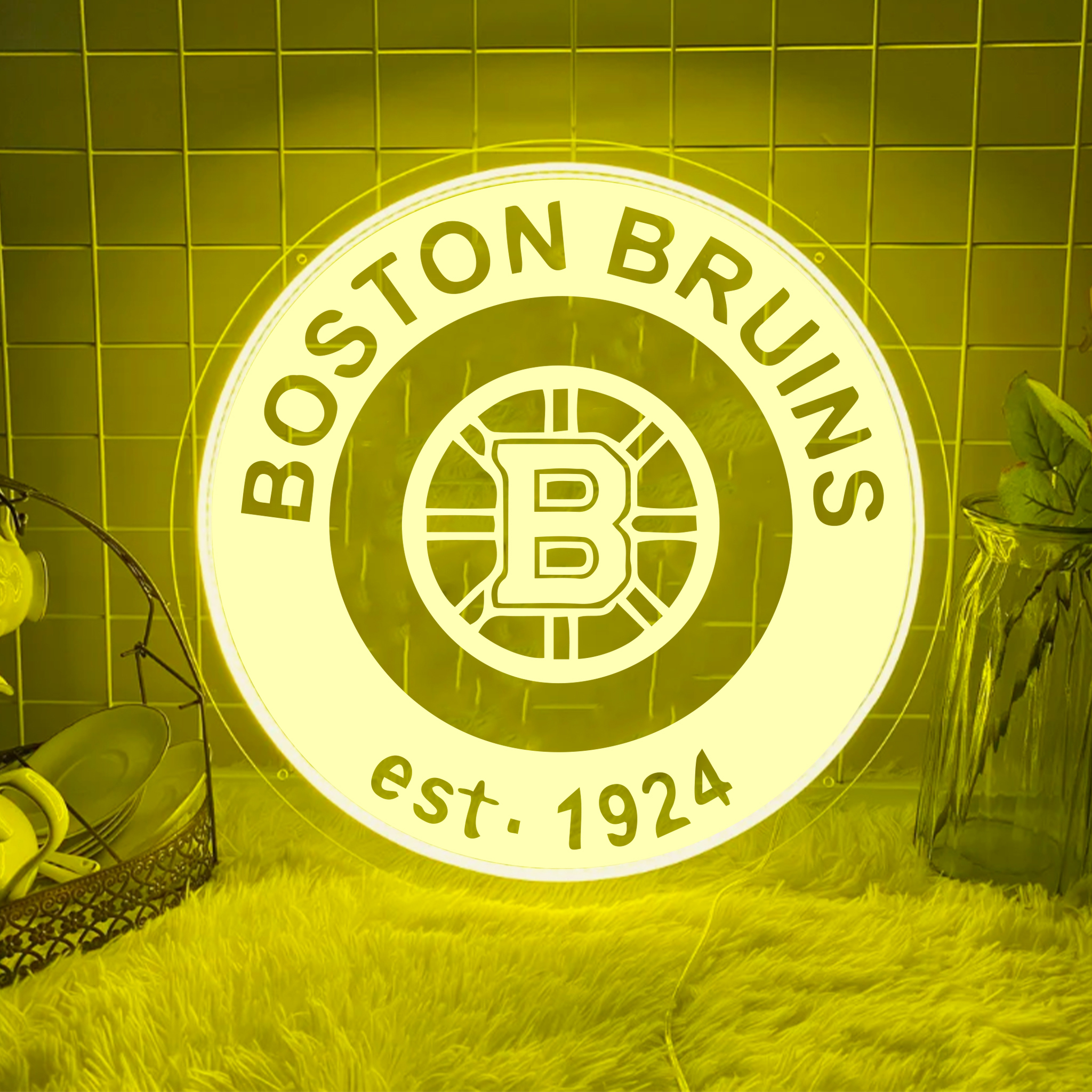 Ice Hockey Boston Bruins Laser Sign Wall Decor