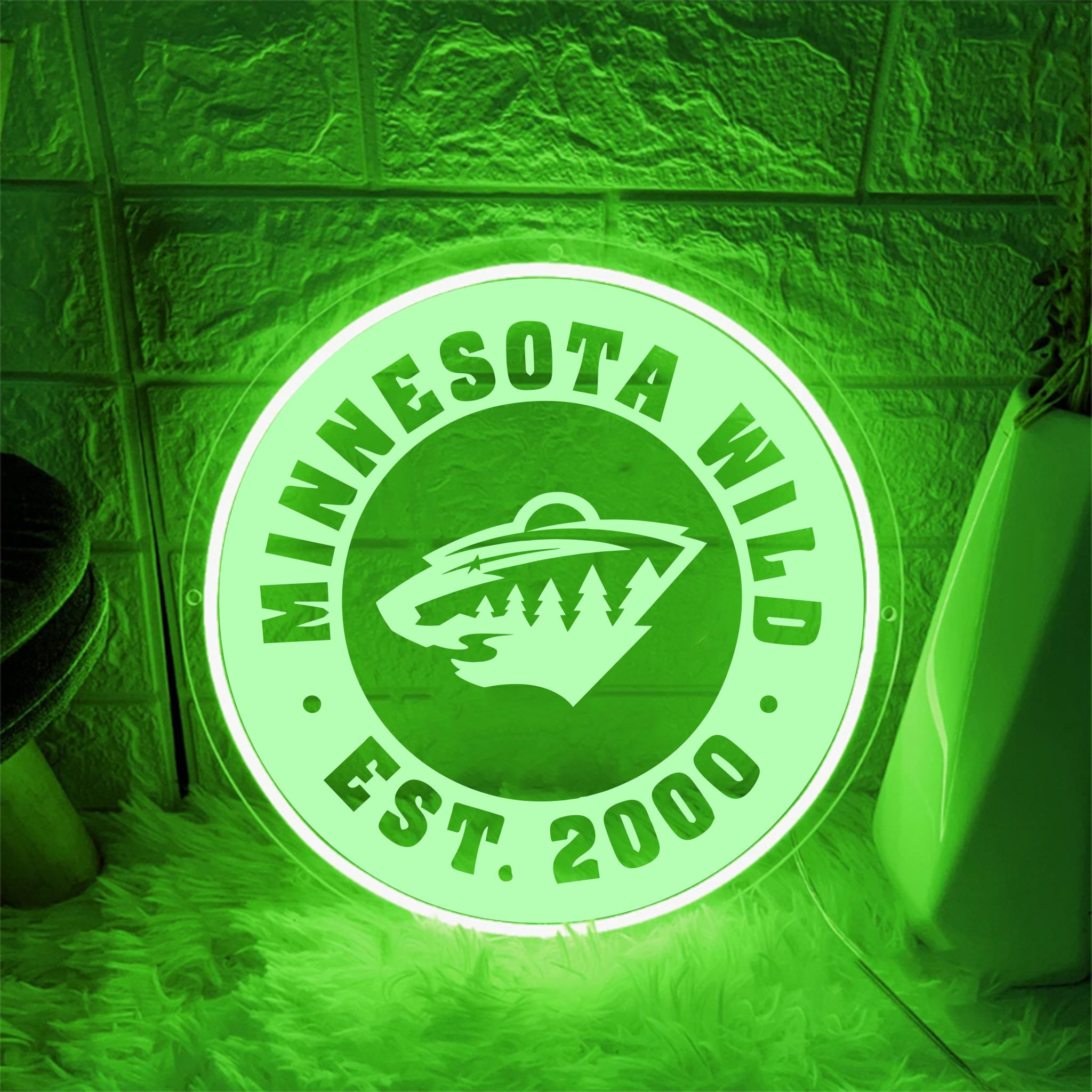 Minnesota Wild Ice Hockey Laser Sign Wall Decor