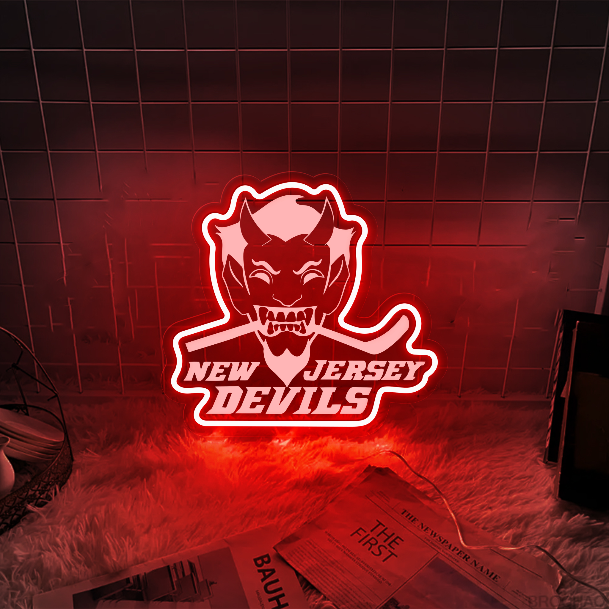 New Jersey Devils Ice Hockey Laser Sign Wall Decor