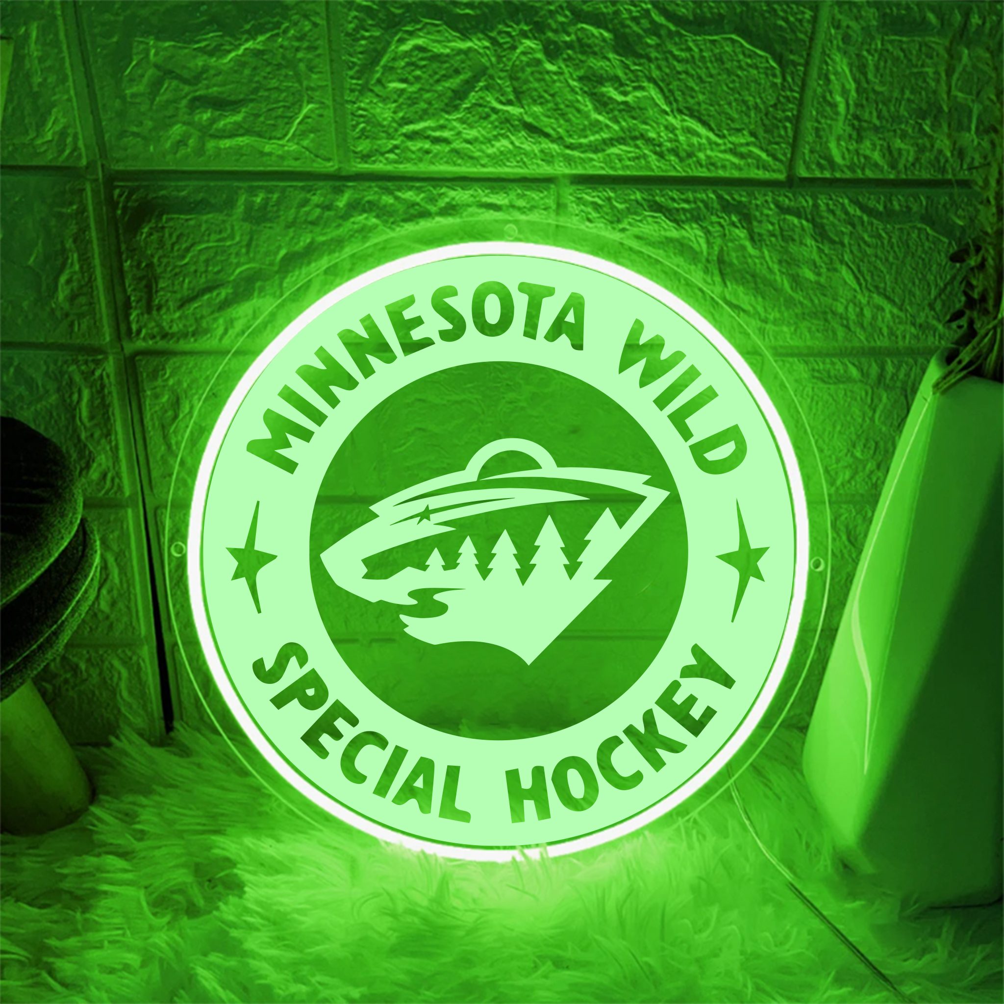 Minnesota Wild Ice Hockey Laser Signs Wall Decor
