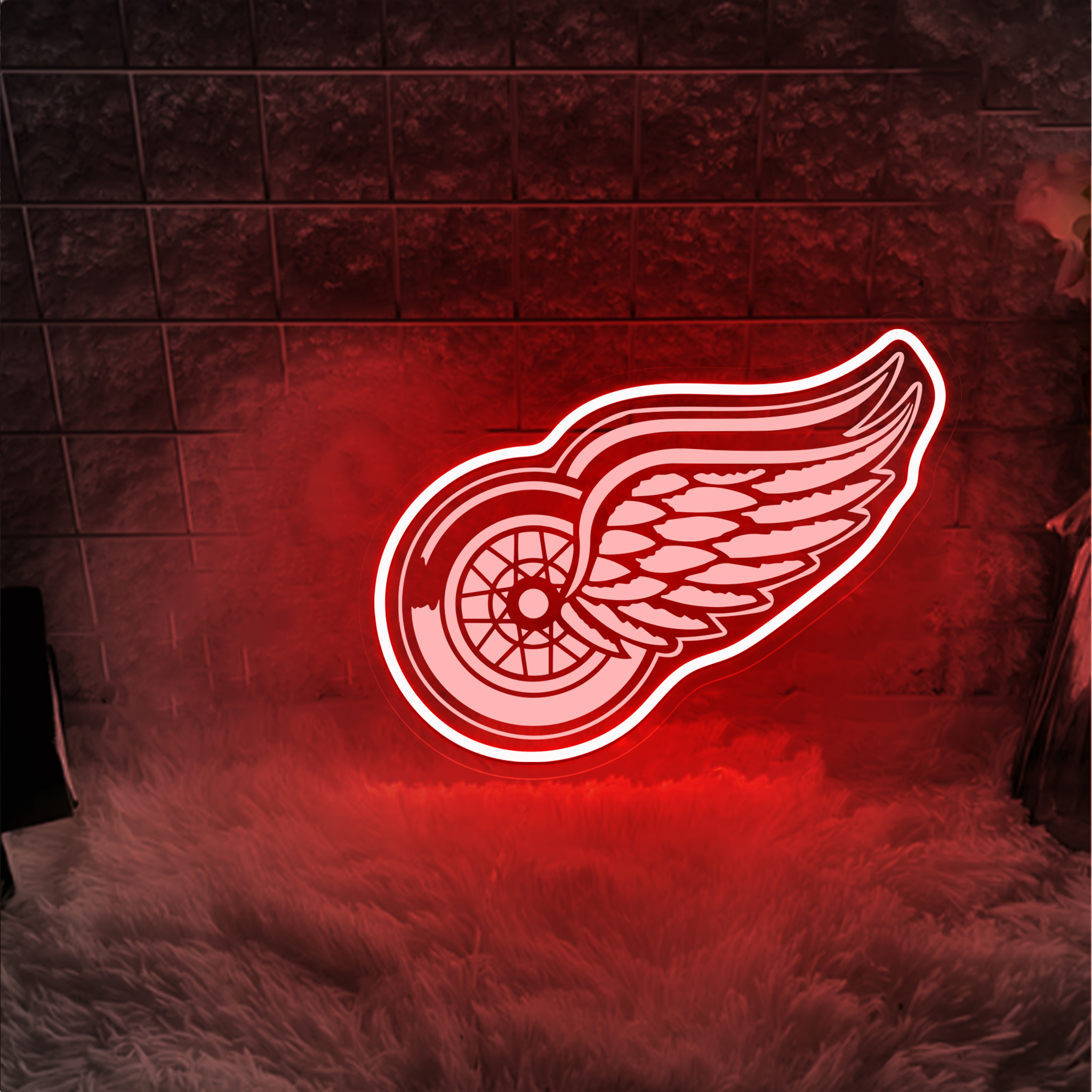 Detroit Red Wings Ice Hockey Laser Sign Wall Decor