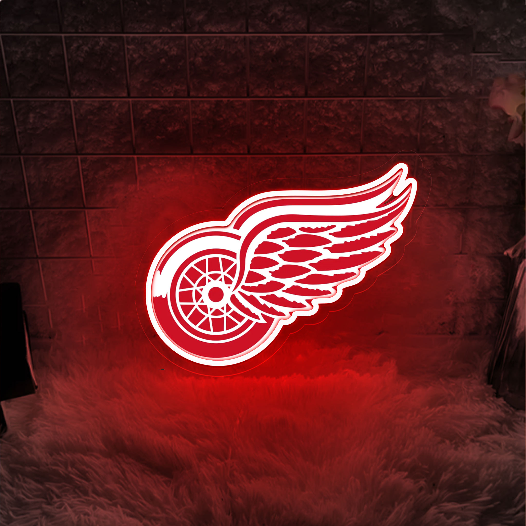 Detroit Red Wings Ice Hockey UV Sign Wall Decor