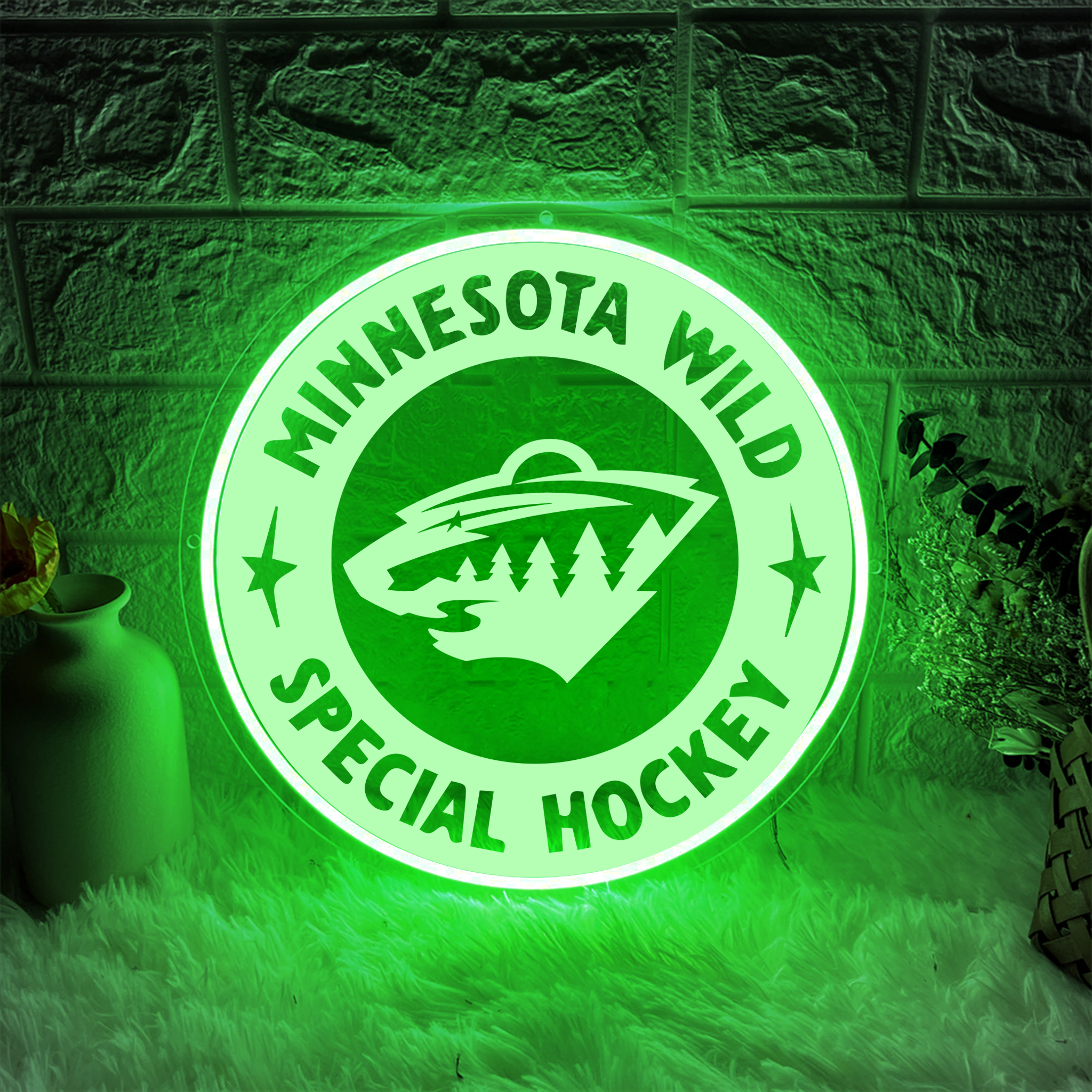 Minnesota Wild Ice Hockey Laser Signs Wall Decor