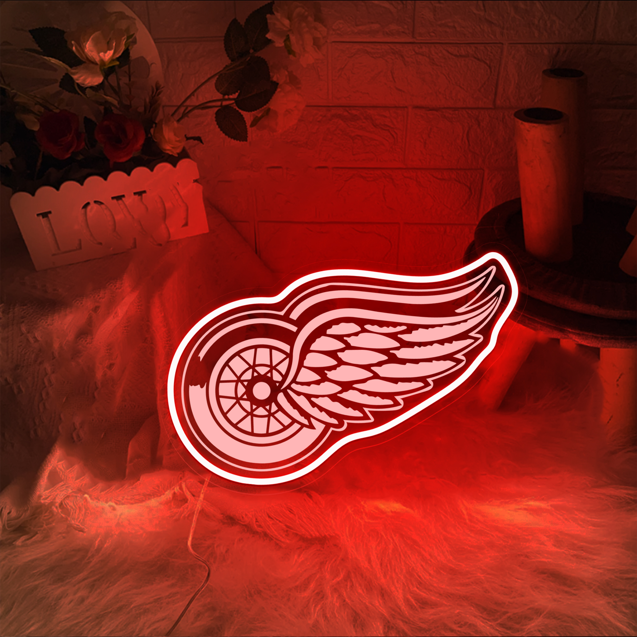 Detroit Red Wings Ice Hockey Laser Sign Wall Decor