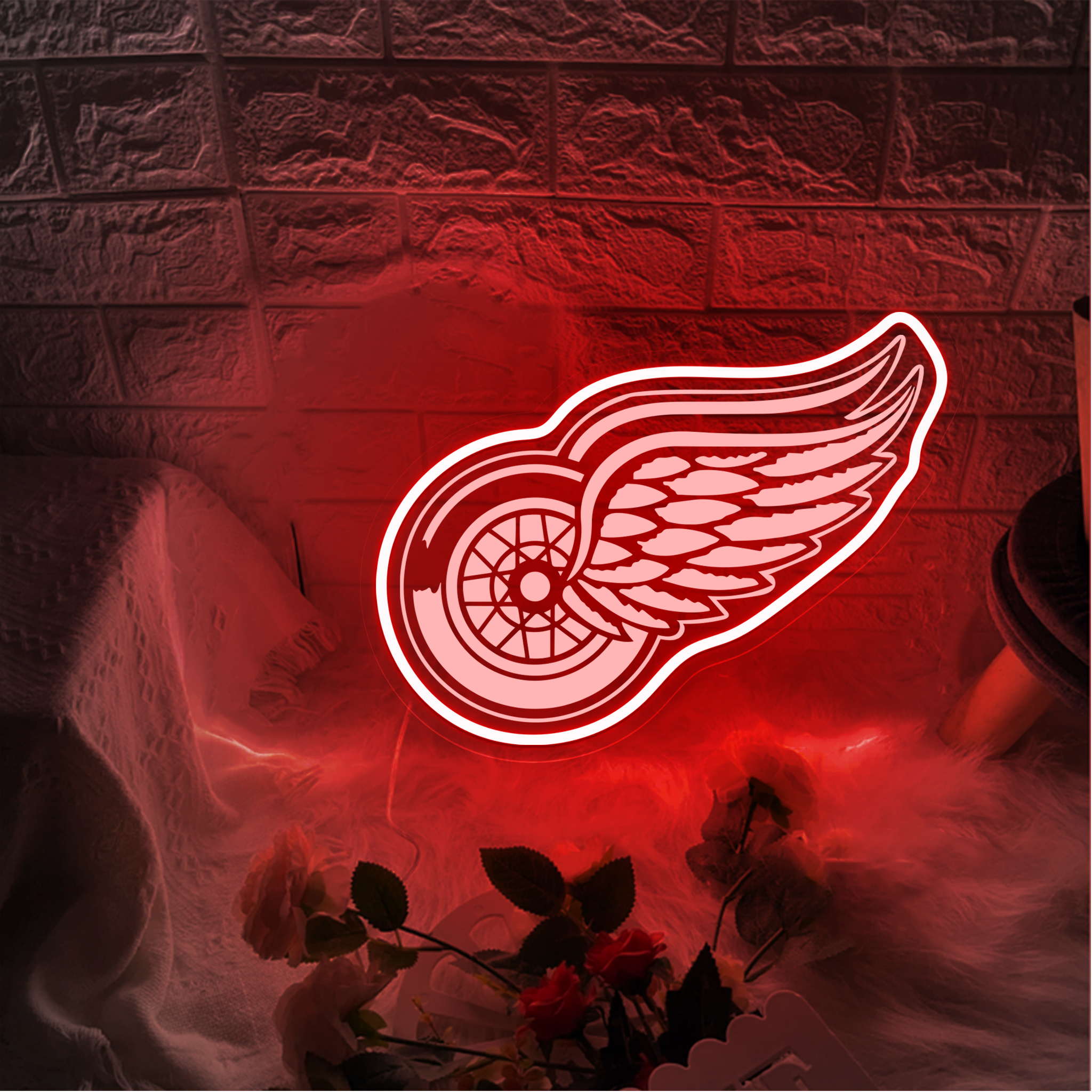 Detroit Red Wings Ice Hockey Laser Sign Wall Decor