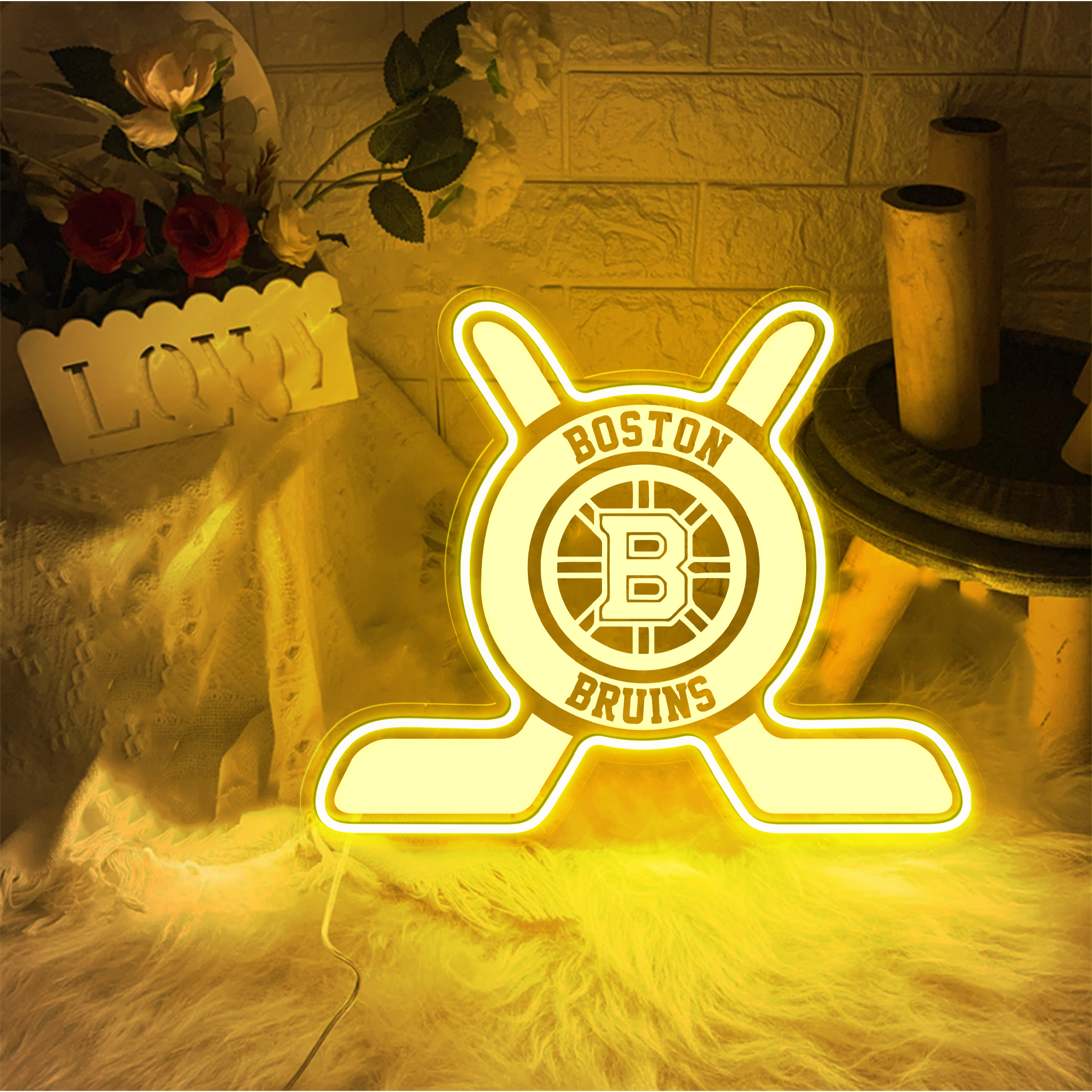 Boston Bruins Ice Hockey Laser Sign