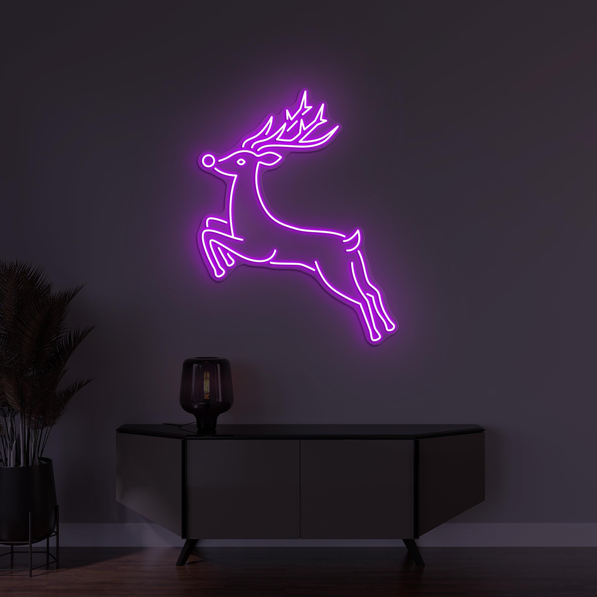 Deer Neon Sign, Deer Running LED Light, Reindeer Wall Decor, Kids Room Neon Light, Zoo Neon Light, Animal Shop Neon Decor, Deer Lover Gift