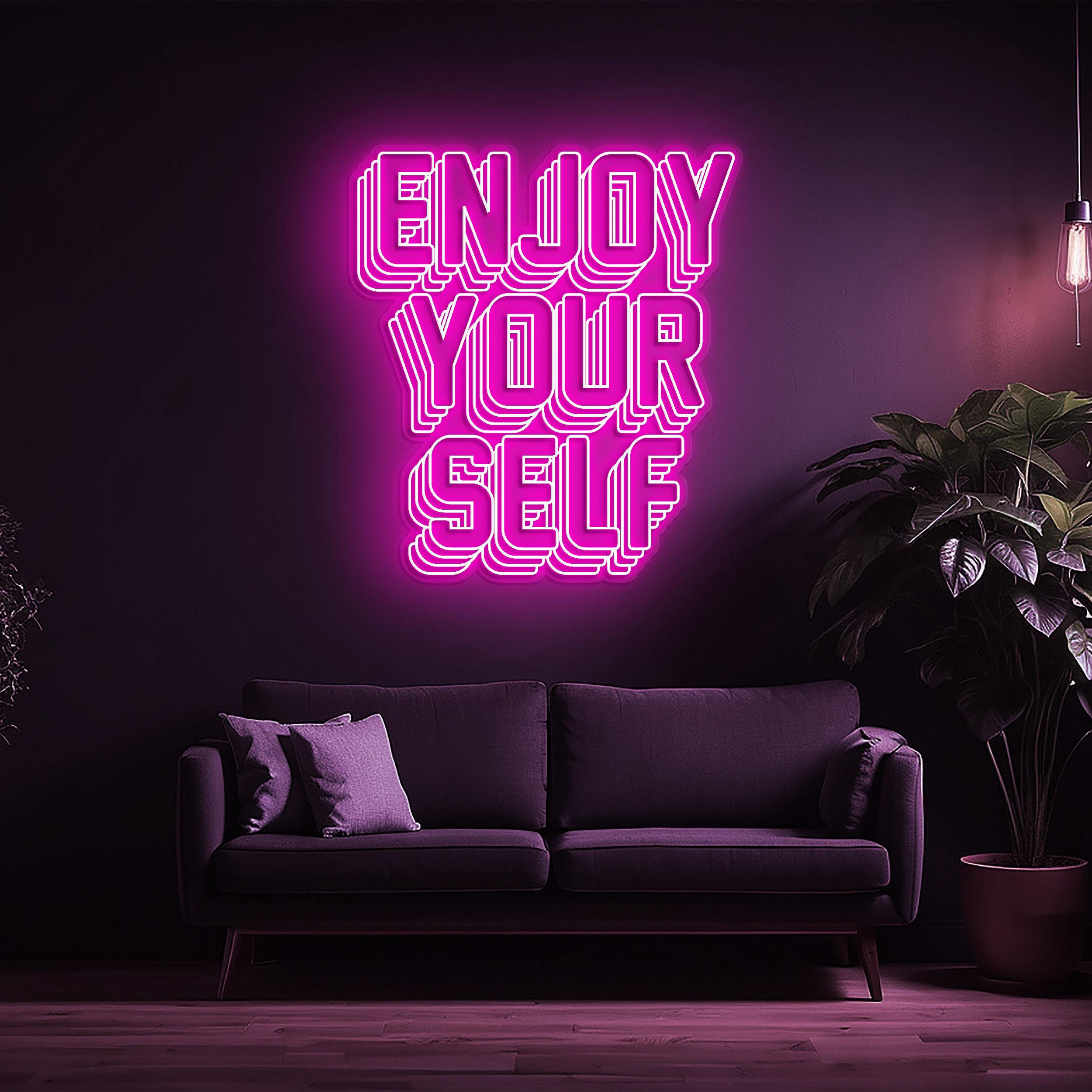 Enjoy Yourself Neon Sign, Positive Vibes LED Wall Decor, Custom Neon for Home, Bedroom, Party, Motivational Art, Self-Care & Relaxation Gift