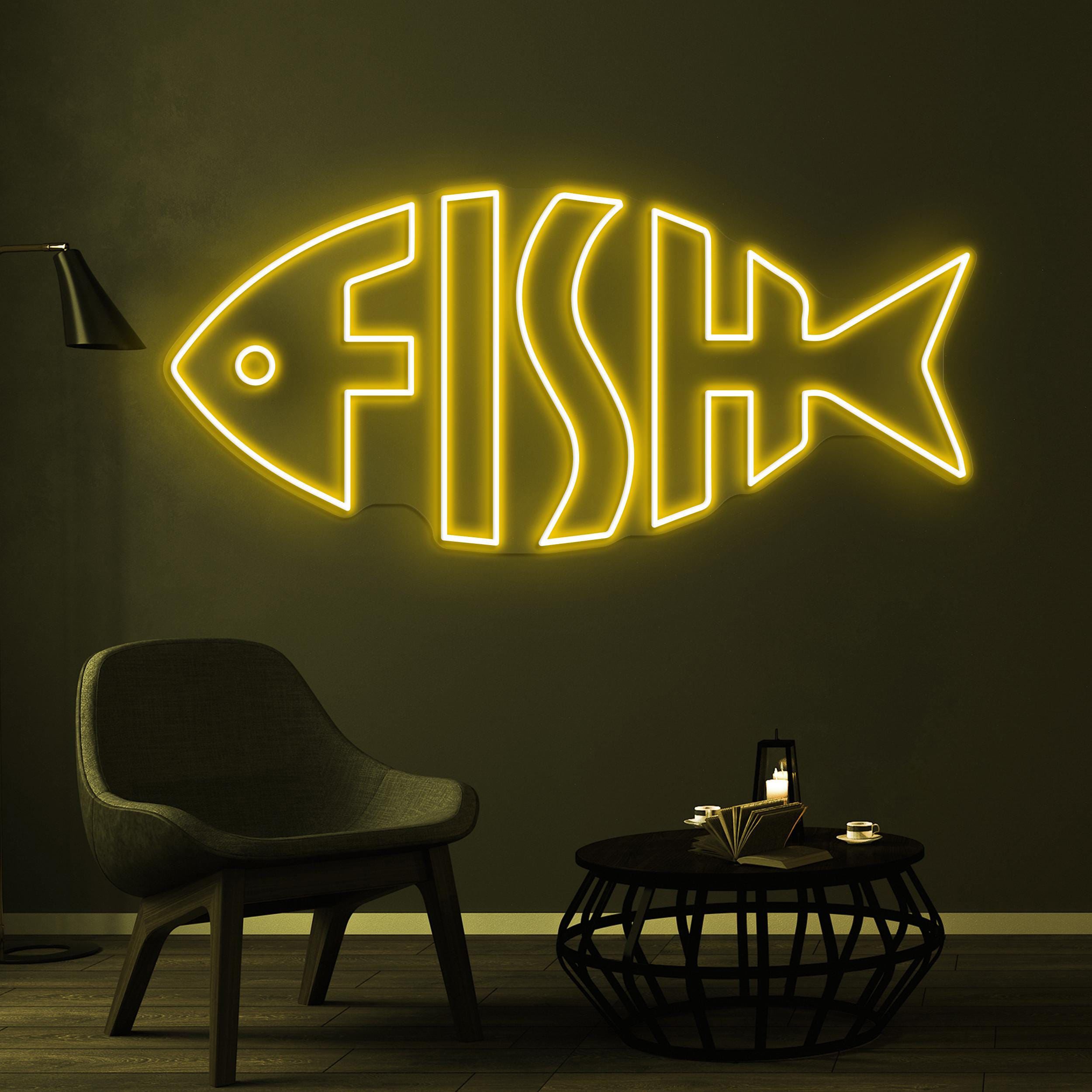 Fish Neon Sign, Fish LED Light, Fish Logo Wall Art, Fish Shop Wall Decor, Ocean Restaurants Neon Light, Home Wall Light, Fish Farms Wall Art