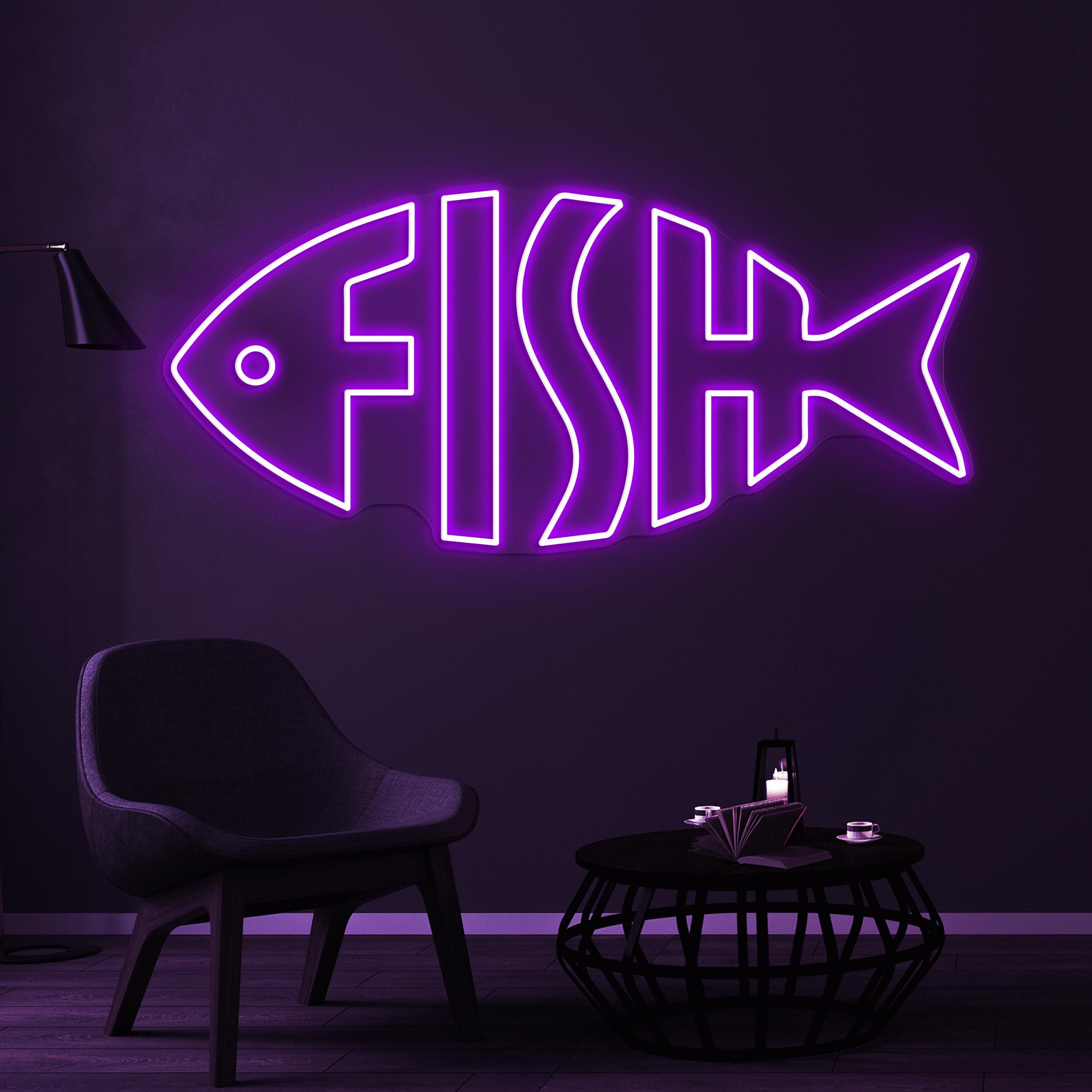 Fish Neon Sign, Fish LED Light, Fish Logo Wall Art, Fish Shop Wall Decor, Ocean Restaurants Neon Light, Home Wall Light, Fish Farms Wall Art