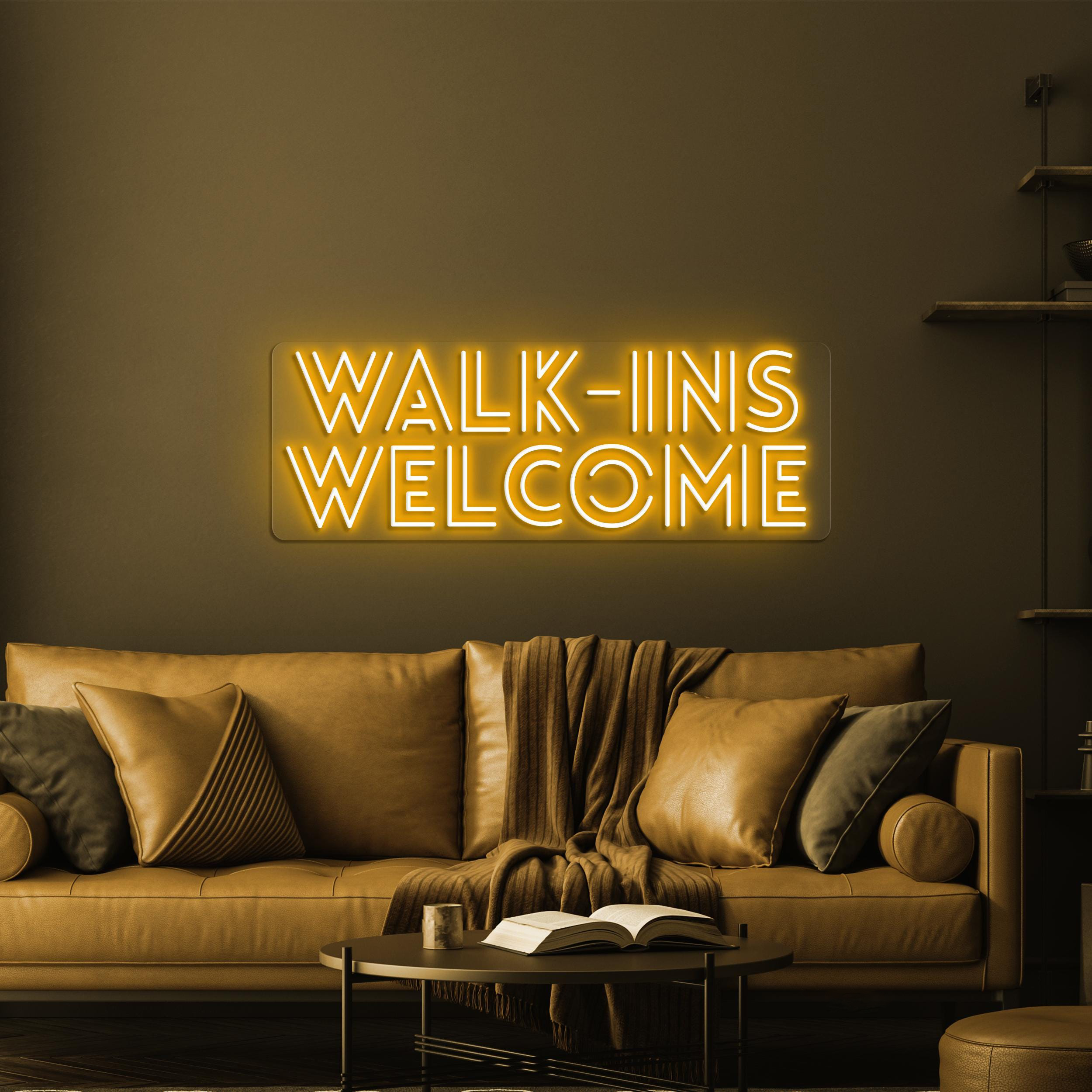Walk-Ins Welcome Neon Sign, Walk-Ins Welcome LED Light, Welcome Wall Decor, Personalized Neon Sign, Open Shop Sign, Open Business Logo Art