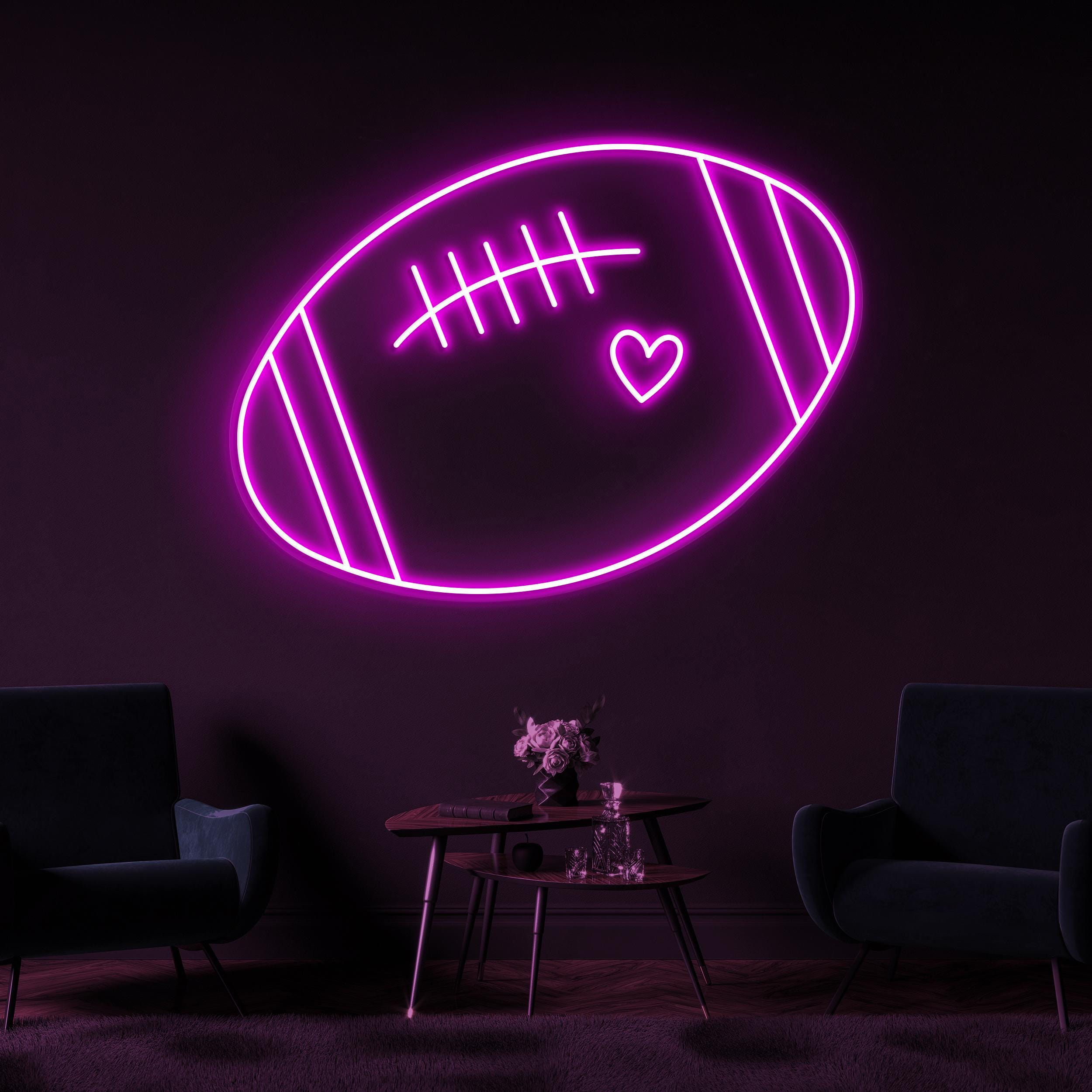 Football Neon Sign, Football LED Light, Football with Heart Wall Decor, Football Club Wall Art, American Football Neon Art, Sports Shop Sign