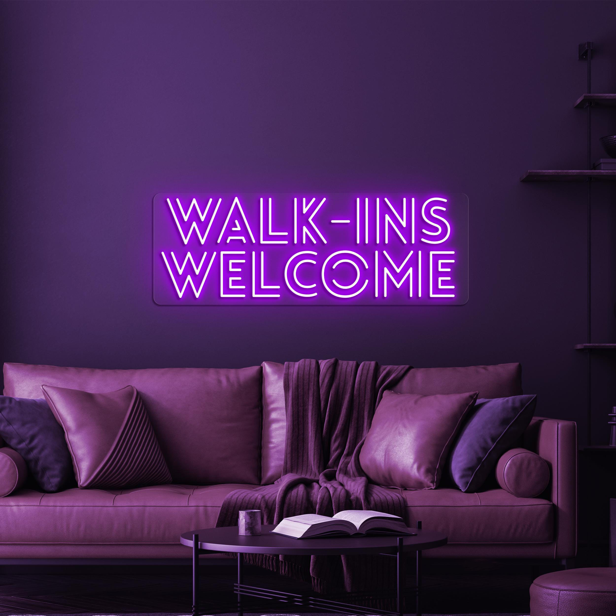 Walk-Ins Welcome Neon Sign, Walk-Ins Welcome LED Light, Welcome Wall Decor, Personalized Neon Sign, Open Shop Sign, Open Business Logo Art