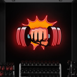 Dumbbell Neon Light Sign, Arm with Dumbbell Neon Pop Art, Gym Decor, Fitness Neon Sign for Room, Shop, Business, Home Gym, Workout Room,Gift