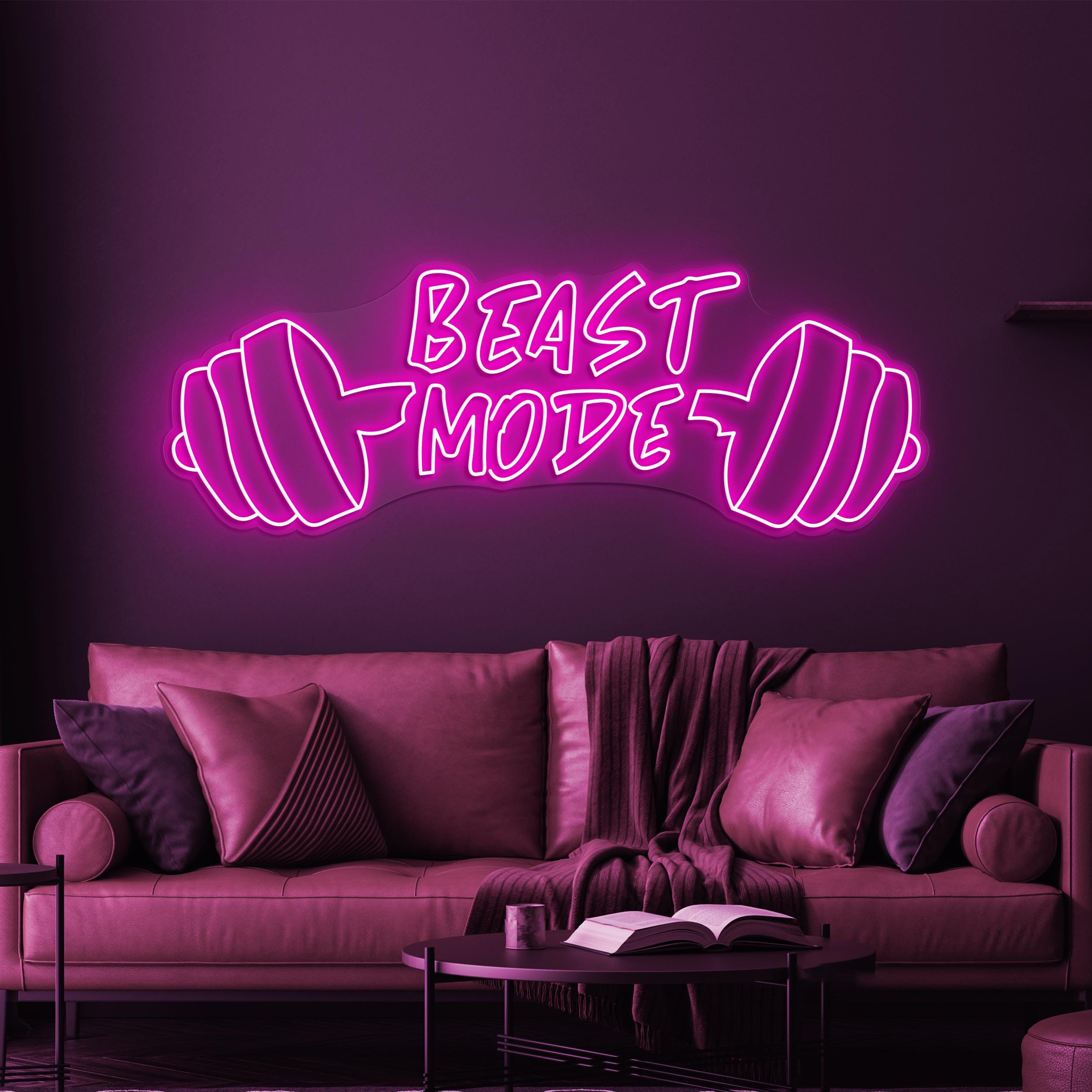 Beast Mode Neon Sign, Beast Mode LED Light, Gym Wall Decor, Dumbbell Wall Art, Fitness Neon Sign, Workout Wall Light, Gift For Gym Lover