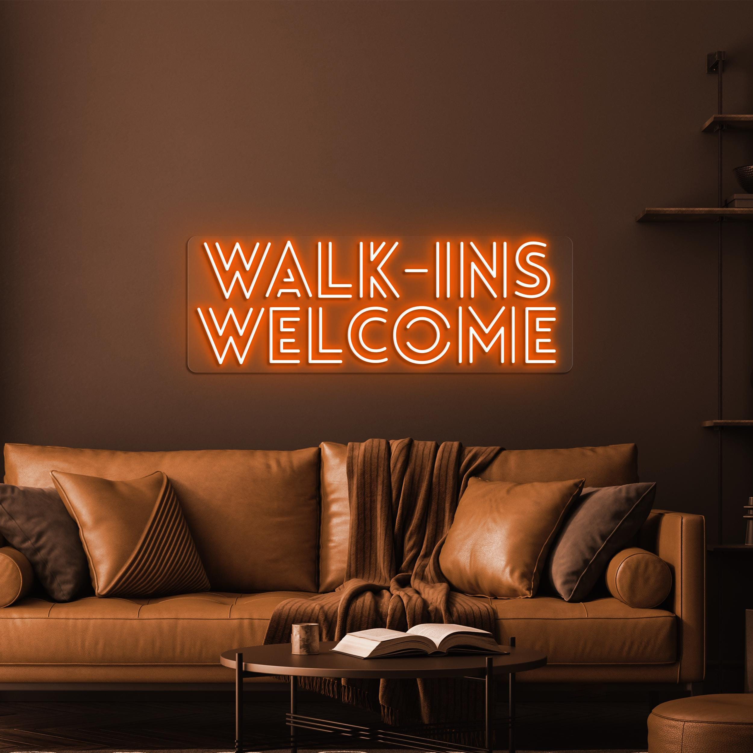 Walk-Ins Welcome Neon Sign, Walk-Ins Welcome LED Light, Welcome Wall Decor, Personalized Neon Sign, Open Shop Sign, Open Business Logo Art