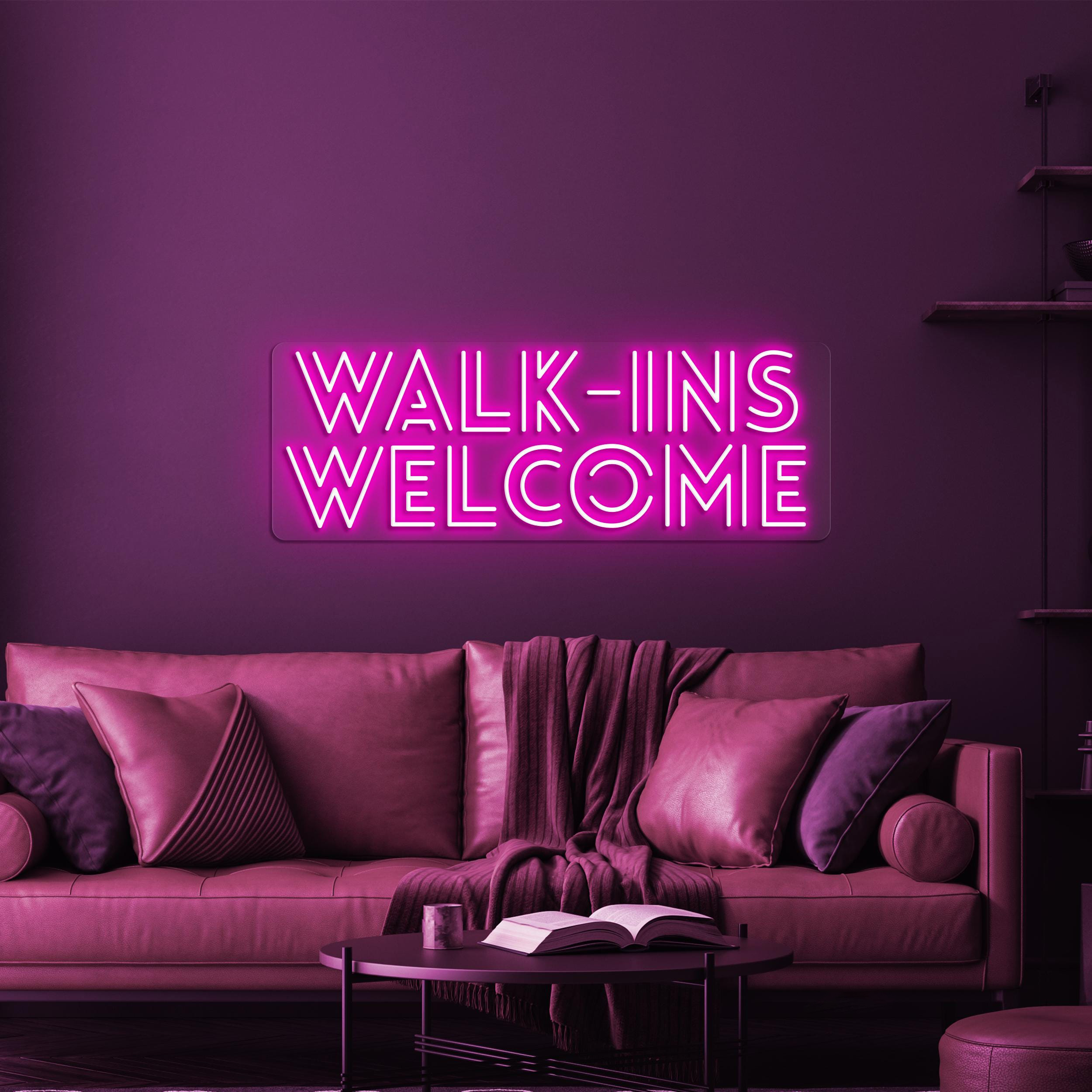 Walk-Ins Welcome Neon Sign, Walk-Ins Welcome LED Light, Welcome Wall Decor, Personalized Neon Sign, Open Shop Sign, Open Business Logo Art