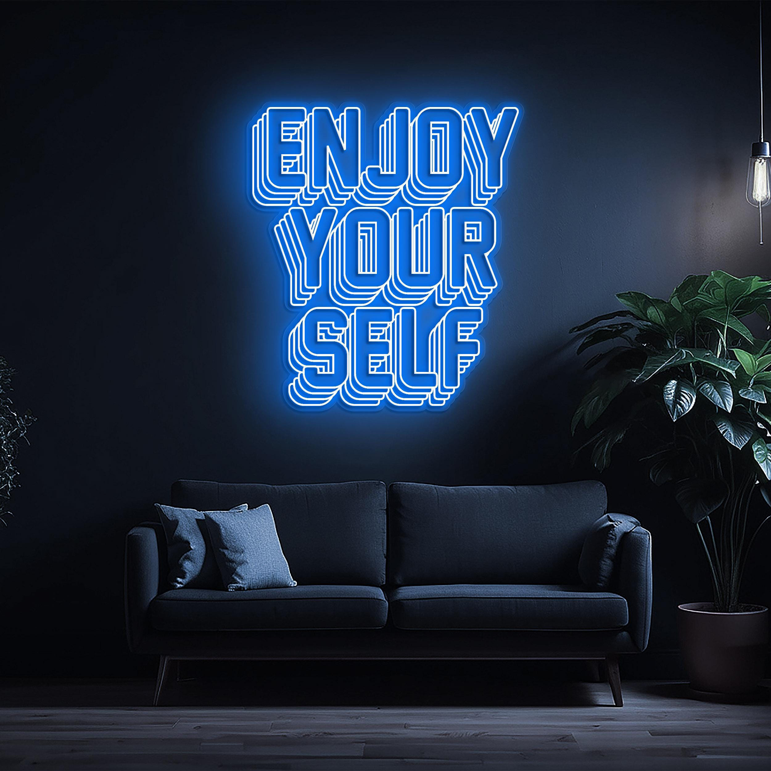Enjoy Yourself Neon Sign, Positive Vibes LED Wall Decor, Custom Neon for Home, Bedroom, Party, Motivational Art, Self-Care & Relaxation Gift