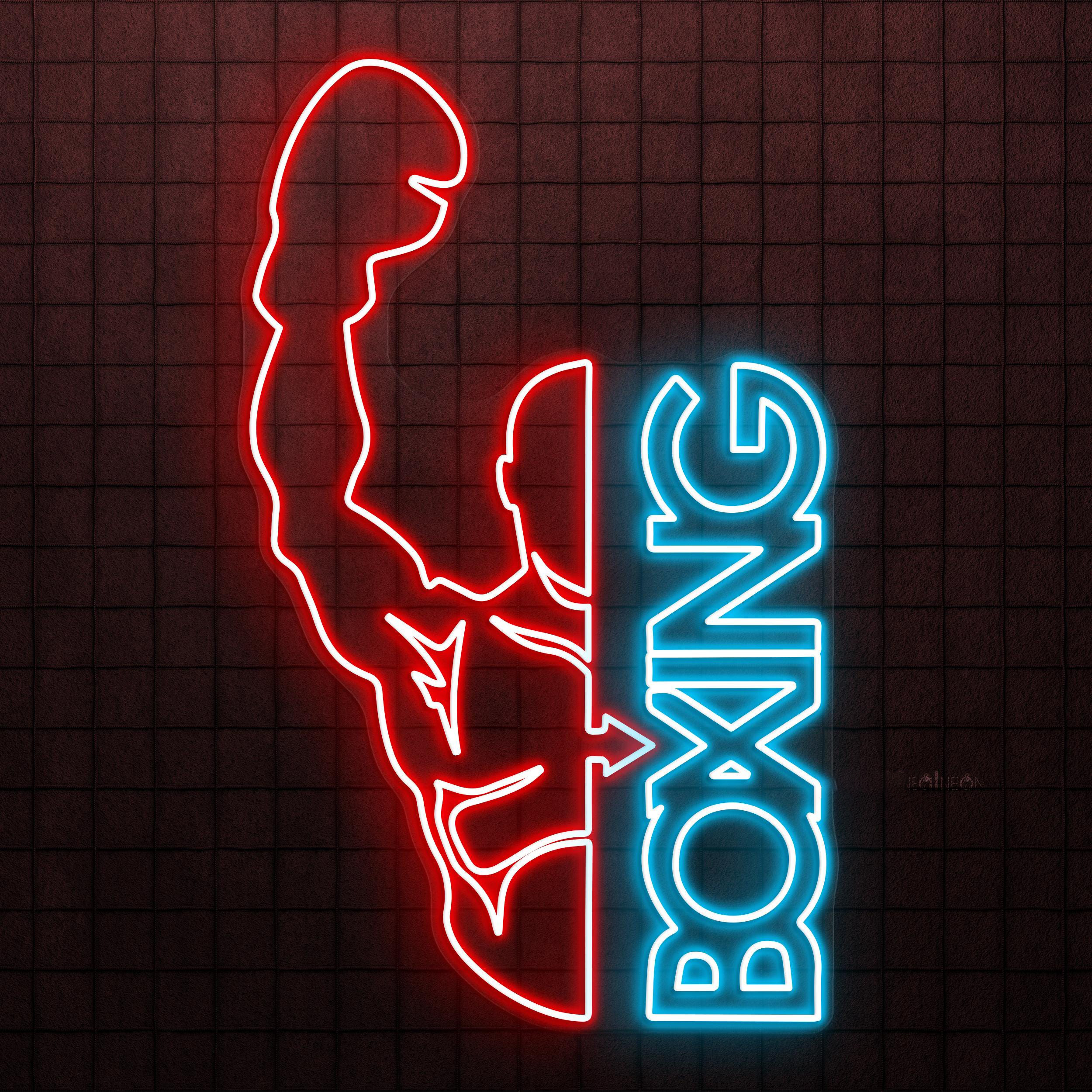Boxing Neon Sign, Boxing LED Light, Boxer Wall Decor, Gym Wall Art ...