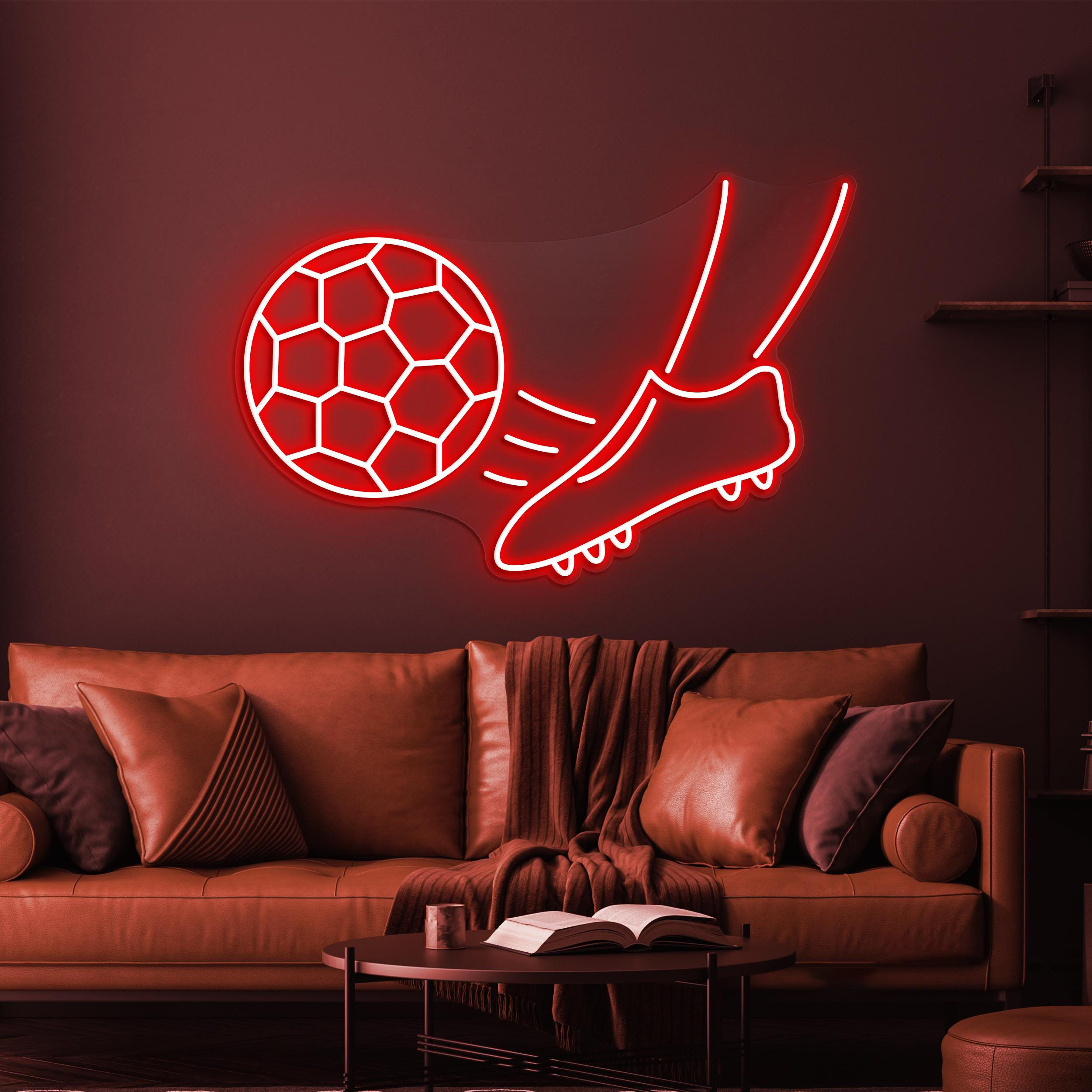 Foot Ball Kick Neon Sign, Ball Kick LED Light, Soccer Kick LED Neon Art, Sports Shop Wall Decor, Foot Ball Club Wall Art, Game Room Light
