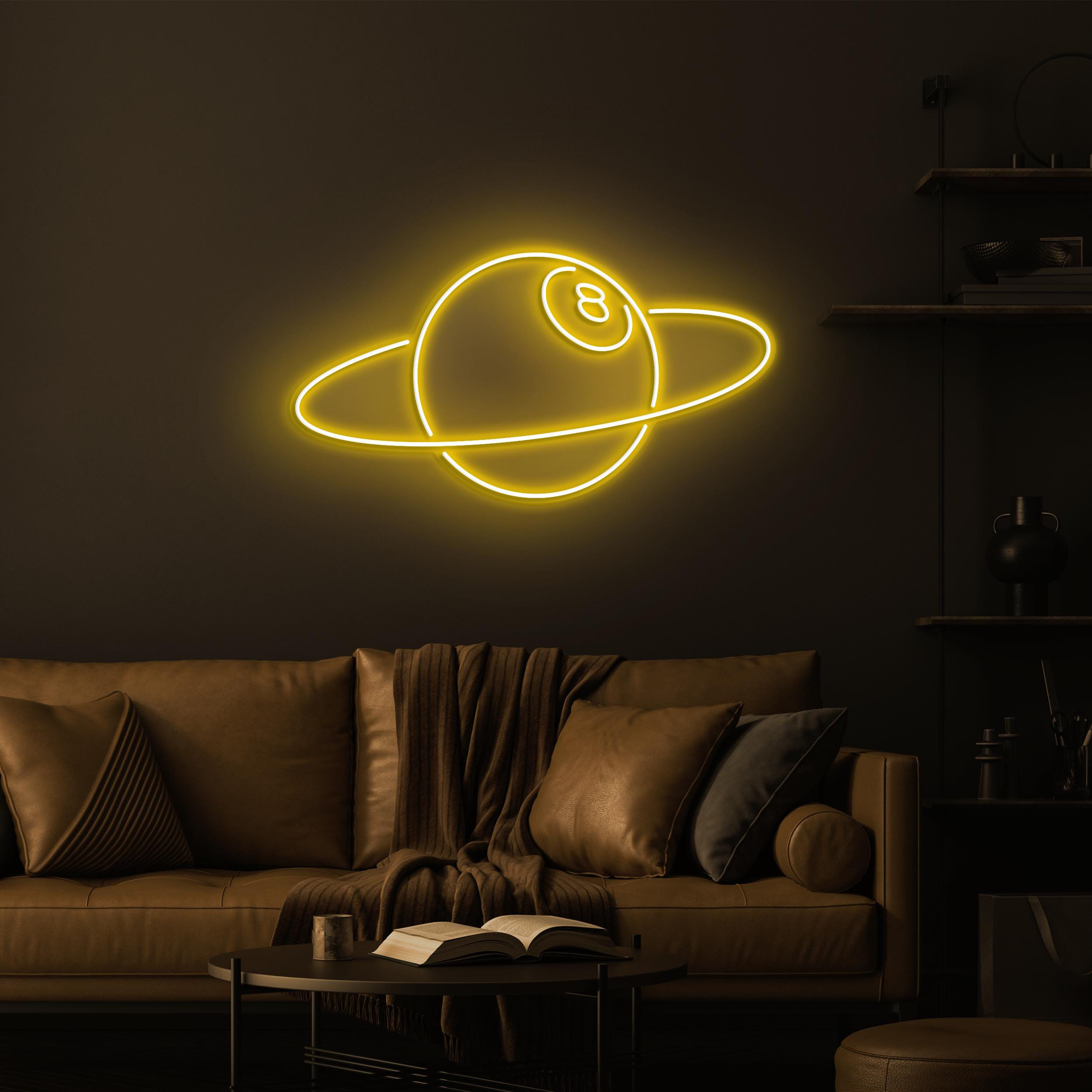 8-Ball Planet Neon Sign, 8-Ball Planet LED Light, Planet LED Neon Art, Space 8-Ball Wall Decor, Sports Shop Decor, Game Room Art, Ball Love