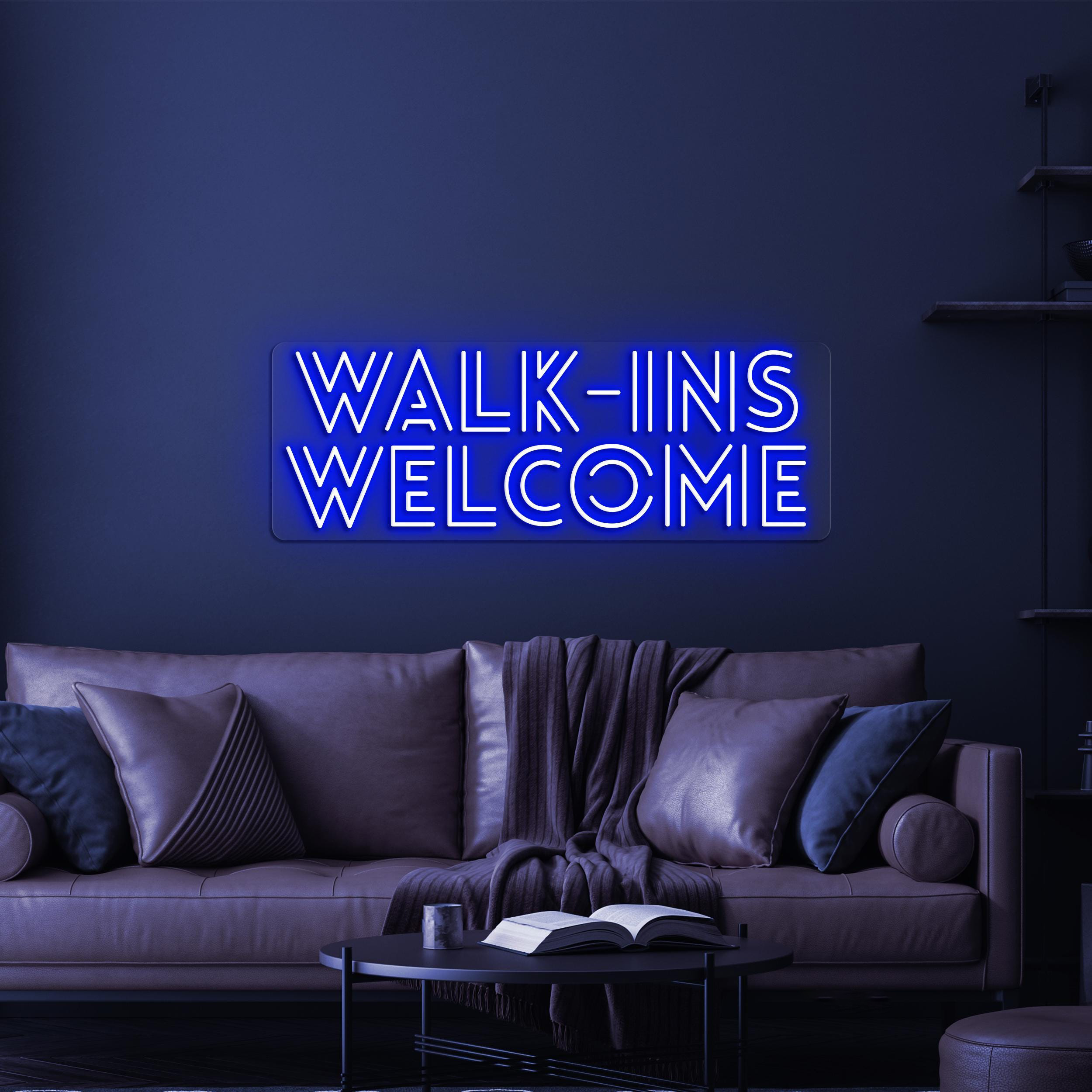 Walk-Ins Welcome Neon Sign, Walk-Ins Welcome LED Light, Welcome Wall Decor, Personalized Neon Sign, Open Shop Sign, Open Business Logo Art