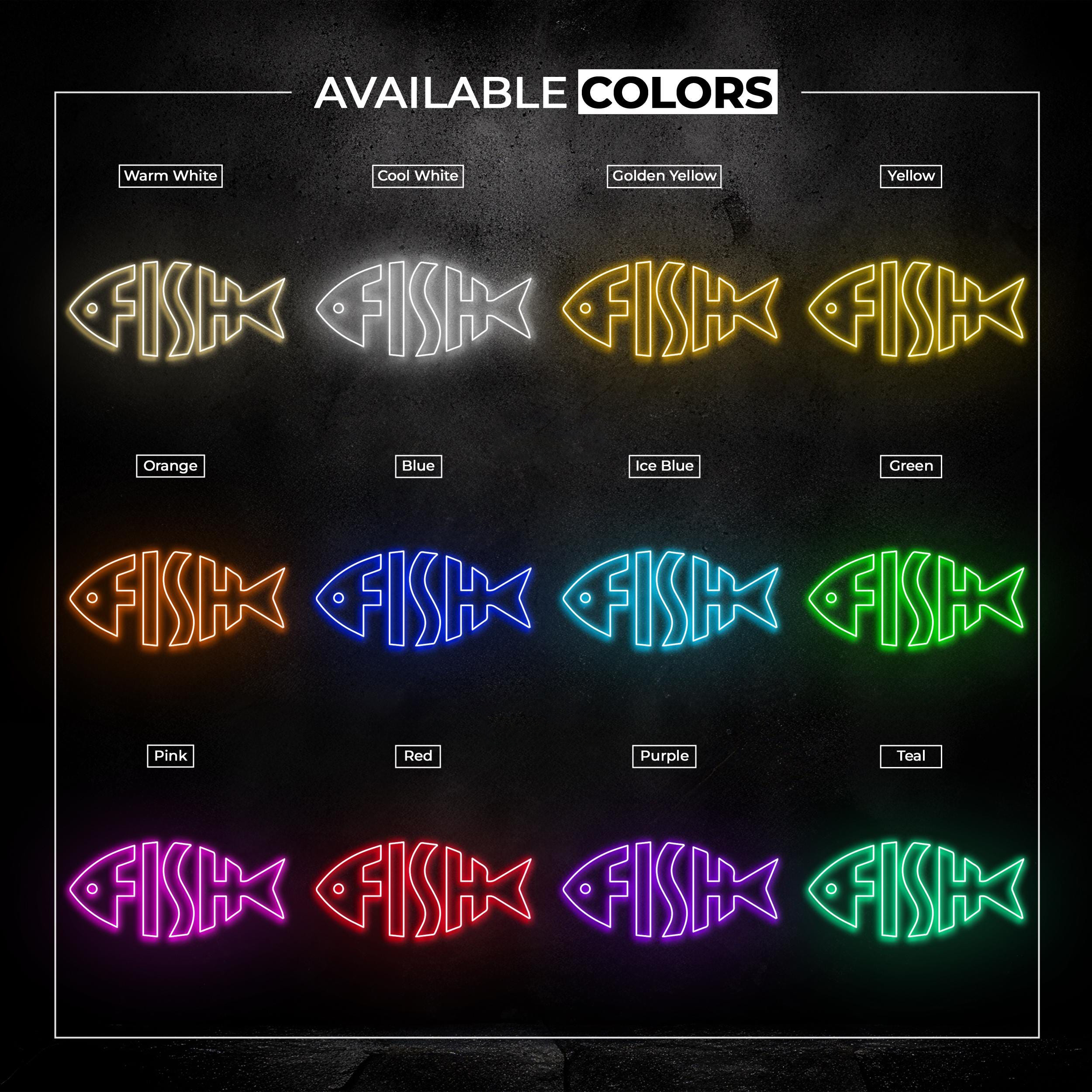 Fish Neon Sign, Fish LED Light, Fish Logo Wall Art, Fish Shop Wall Decor, Ocean Restaurants Neon Light, Home Wall Light, Fish Farms Wall Art