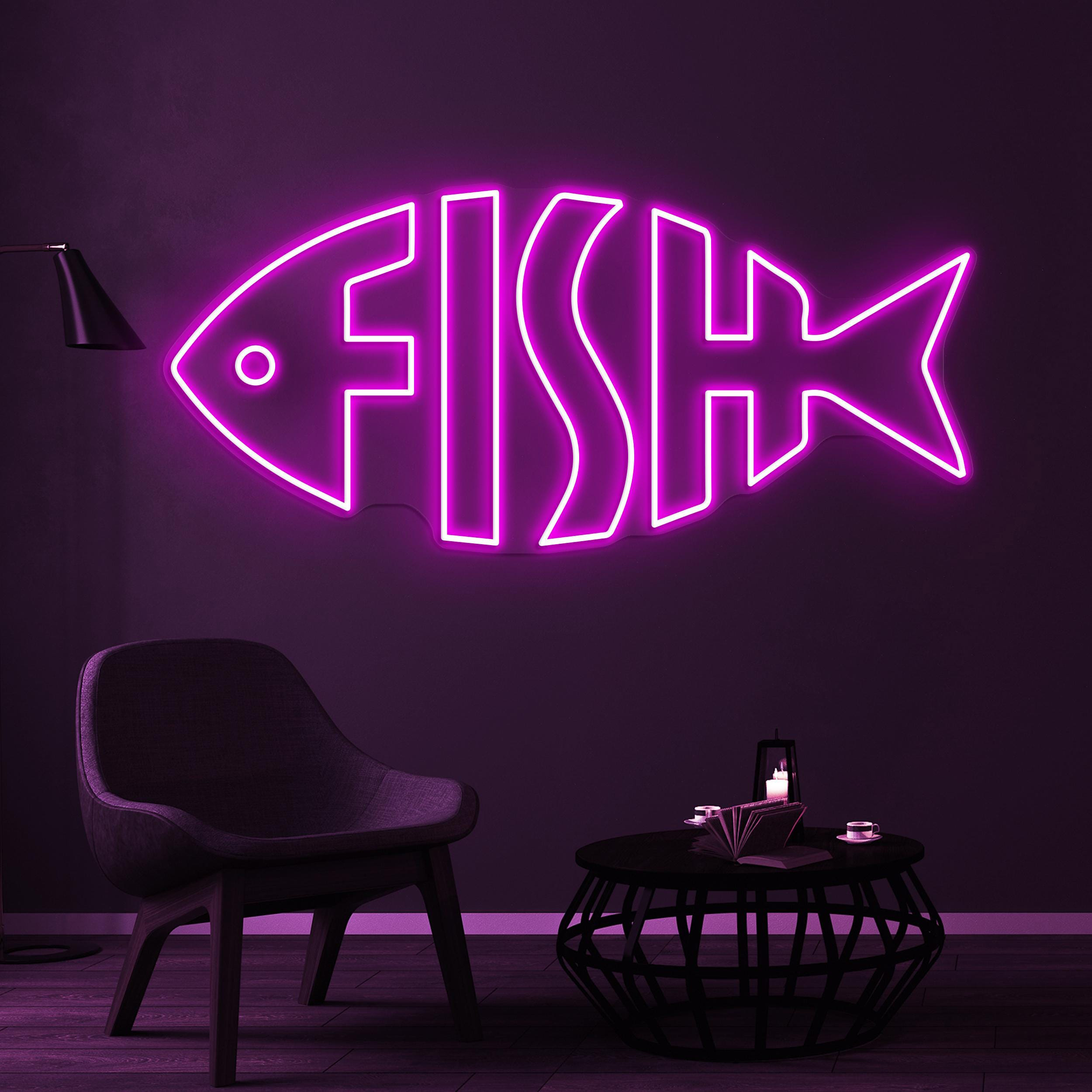 Fish Neon Sign, Fish LED Light, Fish Logo Wall Art, Fish Shop Wall Decor, Ocean Restaurants Neon Light, Home Wall Light, Fish Farms Wall Art