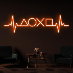 Gamer Heartbeat Neon Sign, Gamer Heartbeat LED Light, Game Icons Symbols Decor, Video Game Pulse Art, Game Room Neon Light, Man Cave Sign