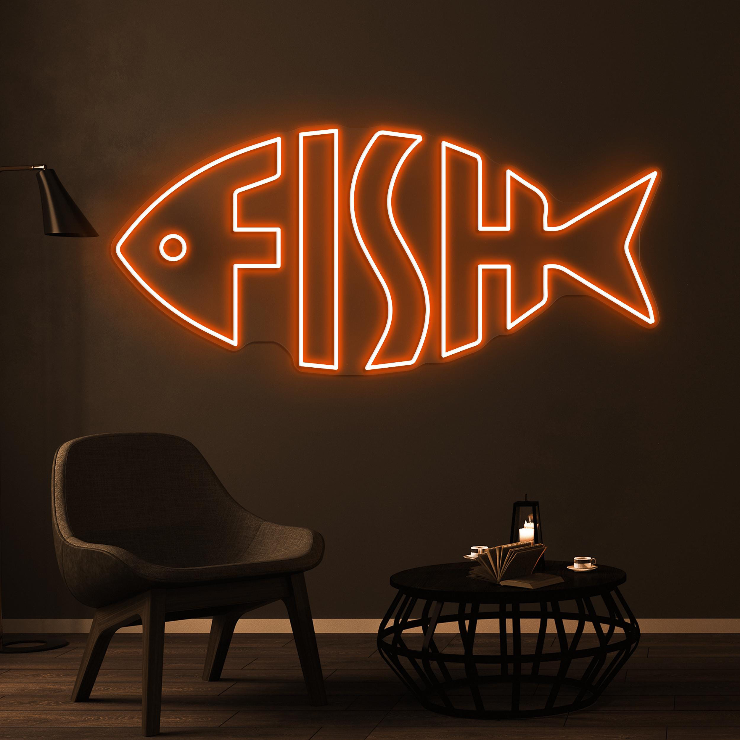 Fish Neon Sign, Fish LED Light, Fish Logo Wall Art, Fish Shop Wall Decor, Ocean Restaurants Neon Light, Home Wall Light, Fish Farms Wall Art