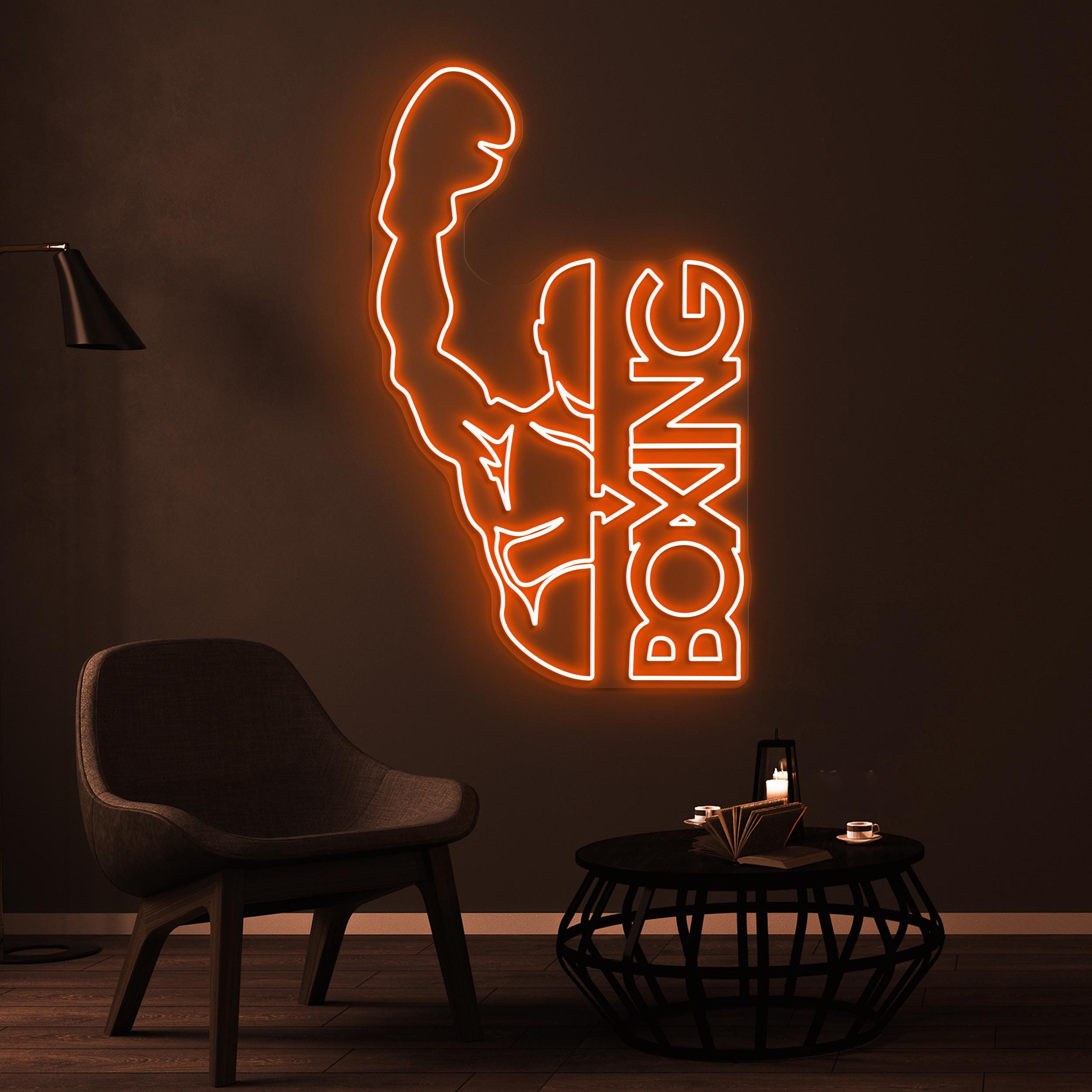 Boxing Neon Sign, Boxing LED Light, Boxer Wall Decor, Gym Wall Art ...