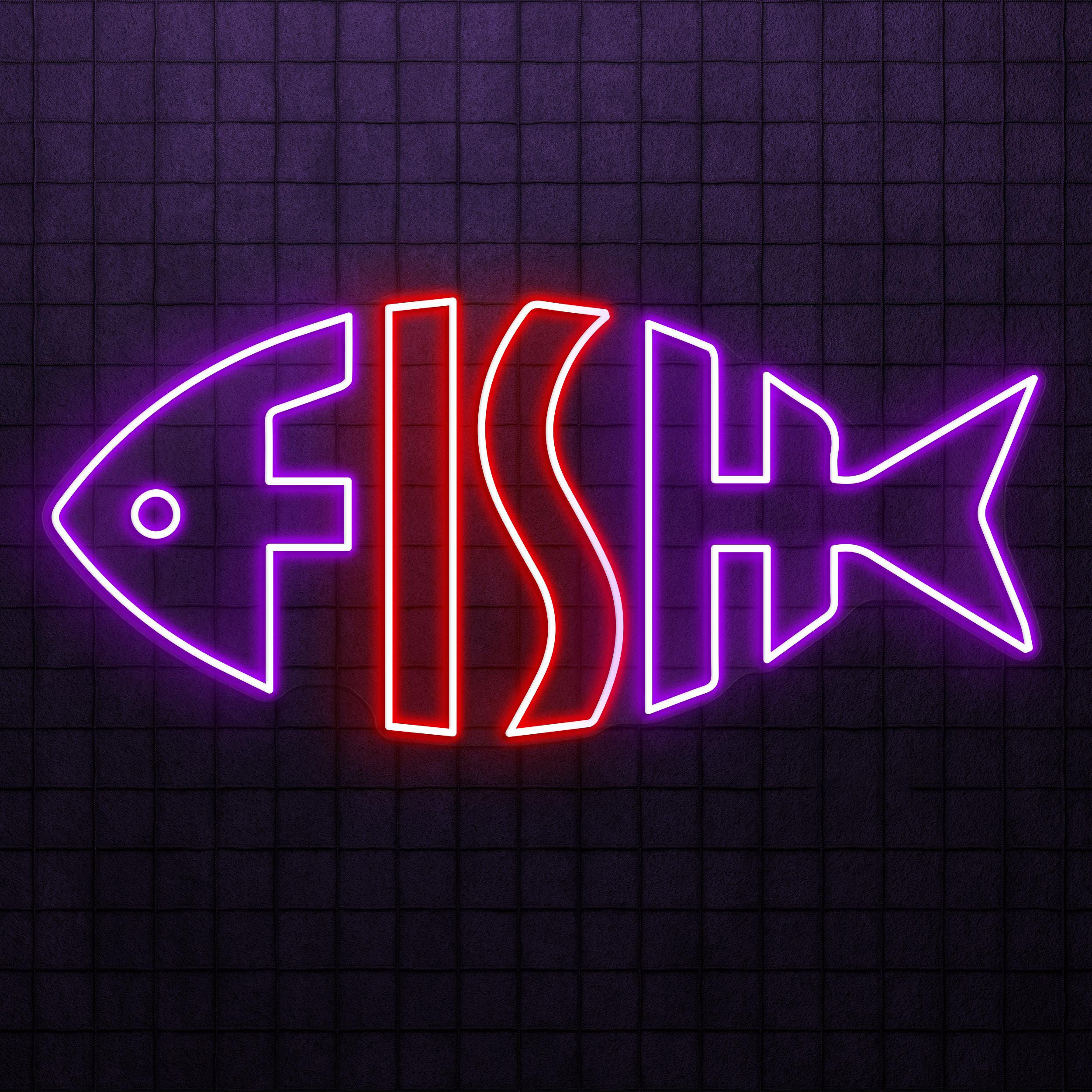 Fish Neon Sign, Fish LED Light, Fish Logo Wall Art, Fish Shop Wall Decor, Ocean Restaurants Neon Light, Home Wall Light, Fish Farms Wall Art